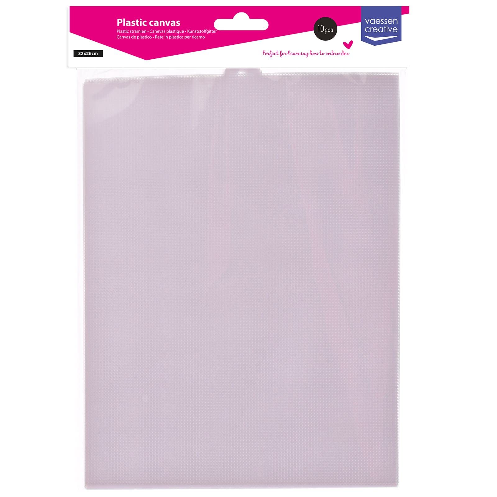 Vaessen Creative Plastic Canvas Sheets - Transparent Mesh for Embroidery & Cross Stitch | 2 Pack, 10.2x12.5" 3