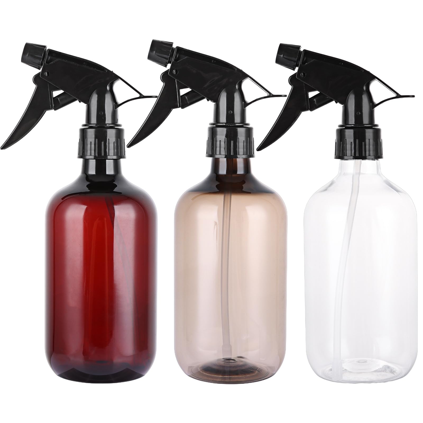 ASelected 3-Pack 500ml Reusable PET Spray Bottles | Adjustable Trigger | Amber Tinted
