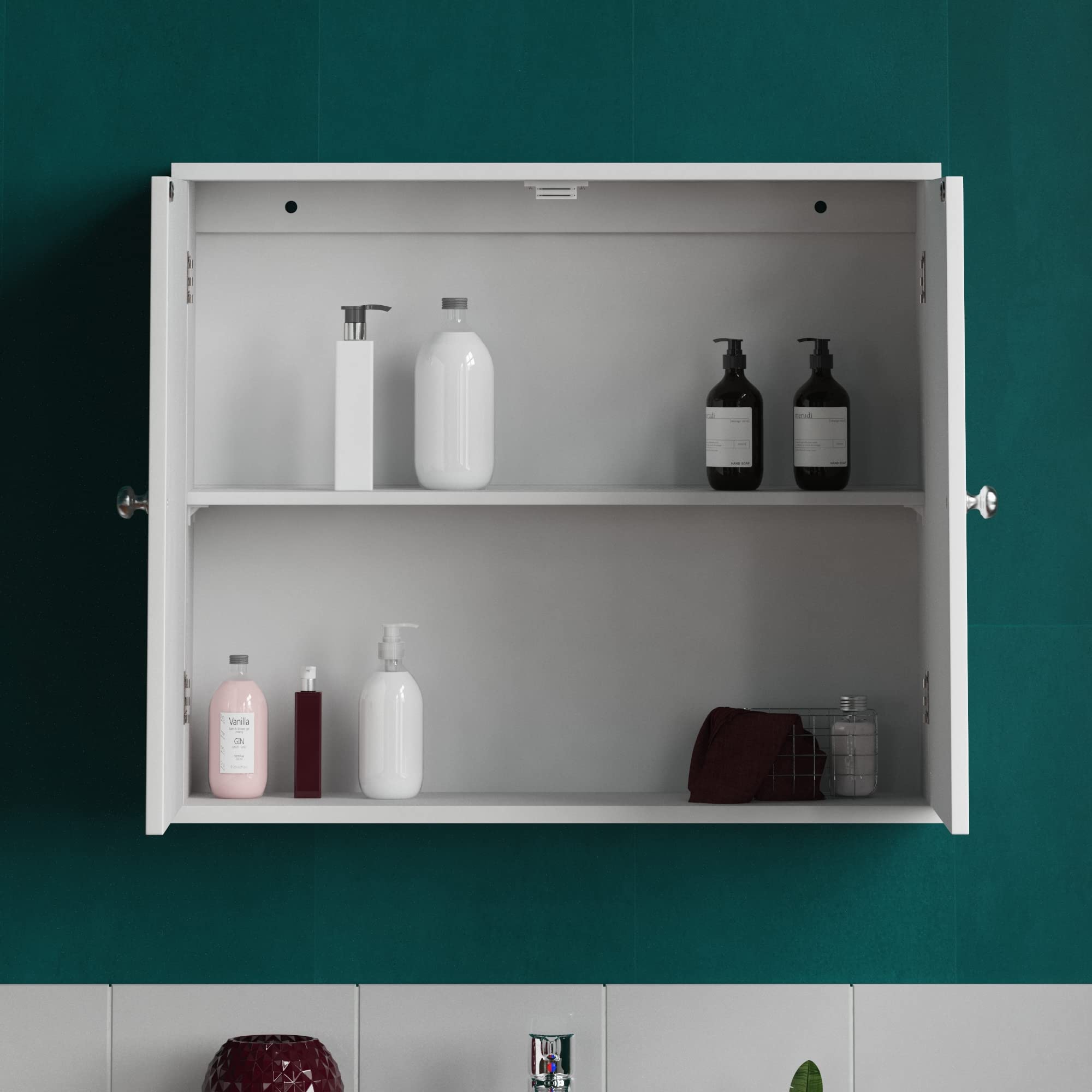 Bath Vida Priano Double Door Wall Mounted Bathroom Cabinet | White | 600x300x500mm 7