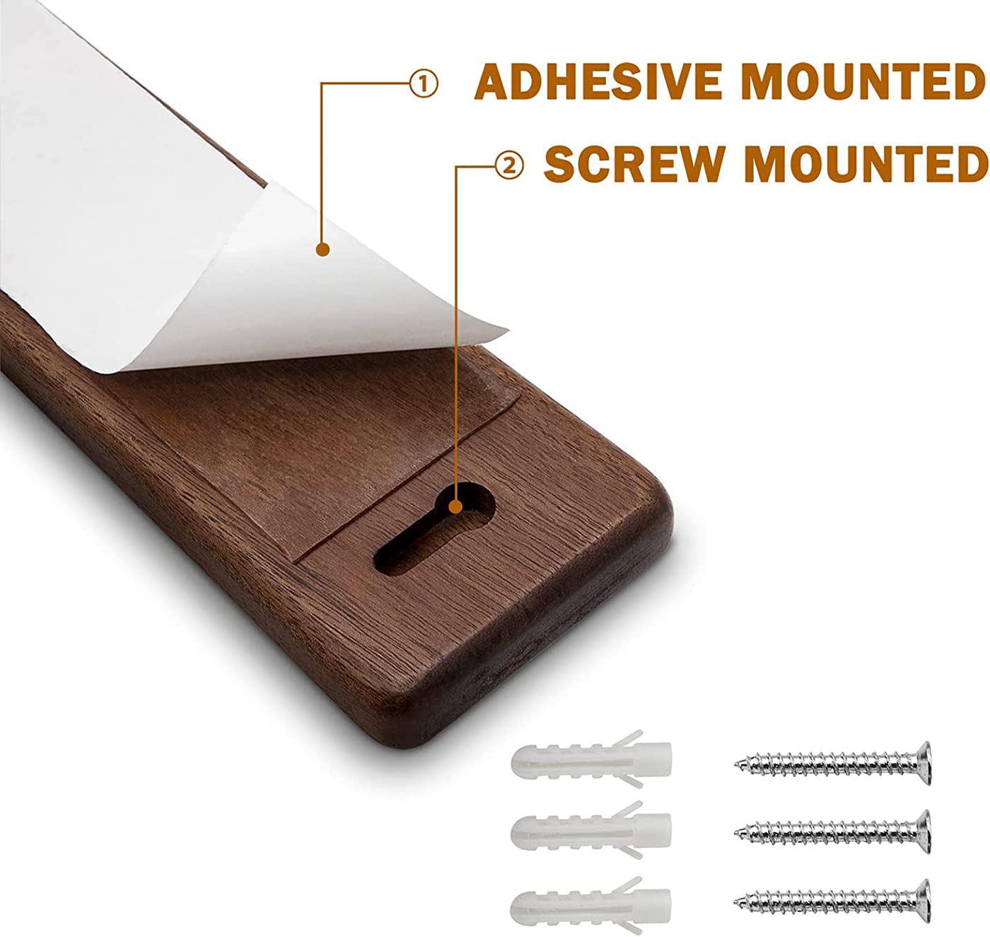 HOSHANHO Magnetic Knife Holder - Acacia Wood, 25cm Strip, Dual Mounting Options 3