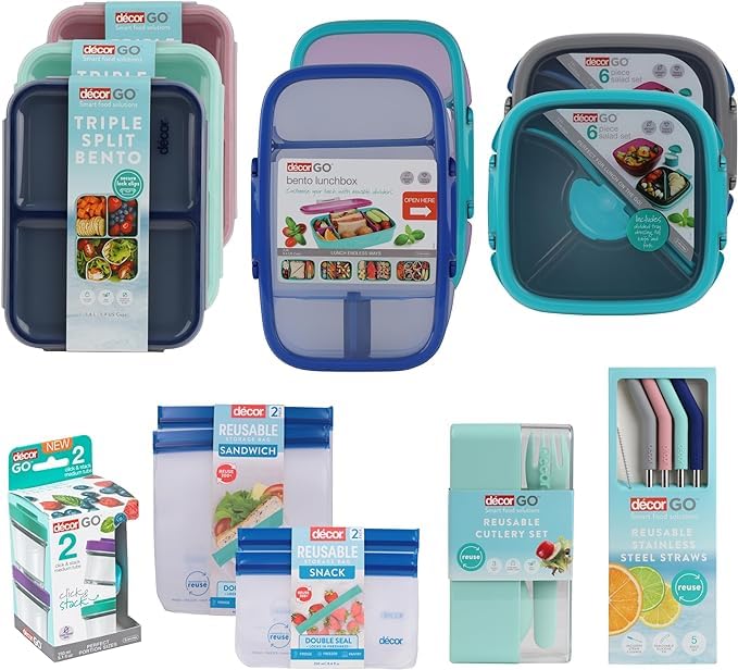 Décor Go Click & Stack Snack Tubs - 2 Pack Leakproof Food Storage | 150ml x 2 | Freezer & Microwave Safe 7