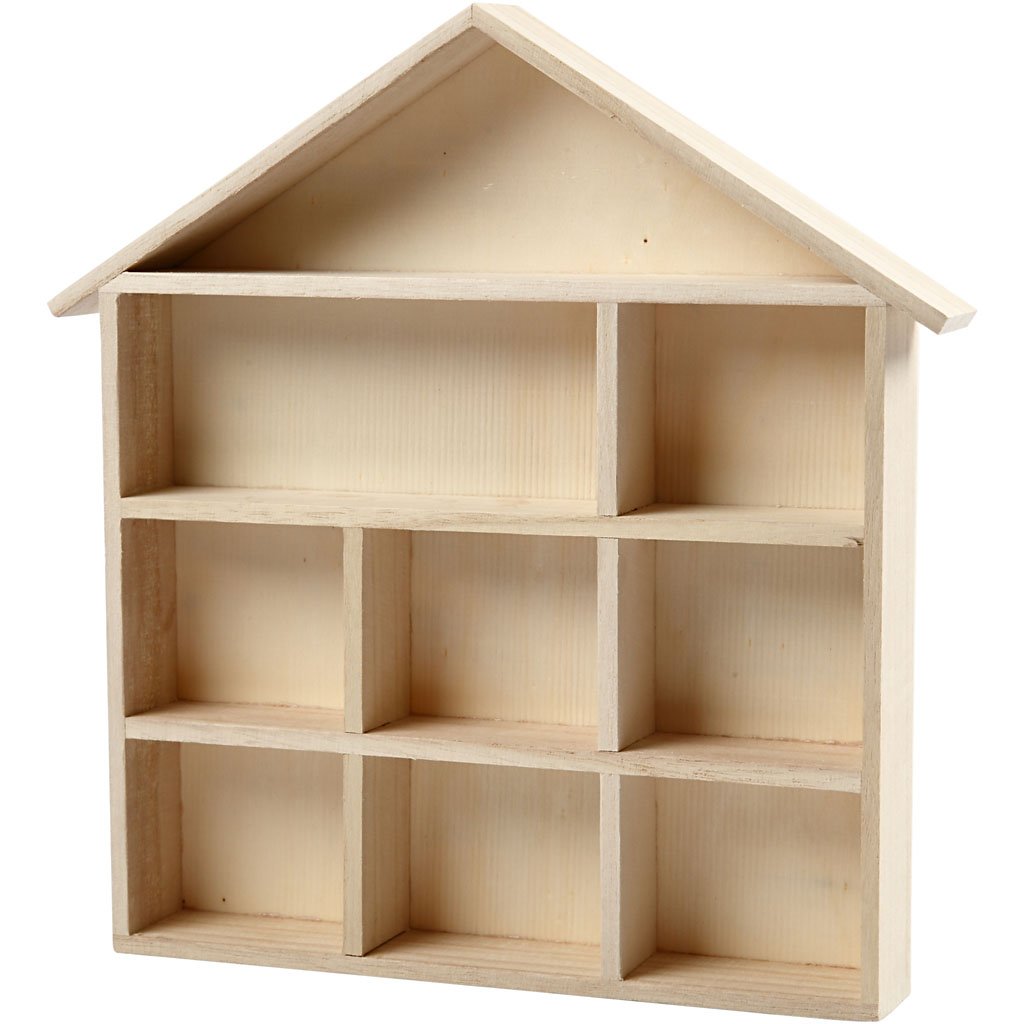 Creativ 100263 House-Shaped Shelving System | Light Wood | 9 Compartments | 26x22x3.5cm 1