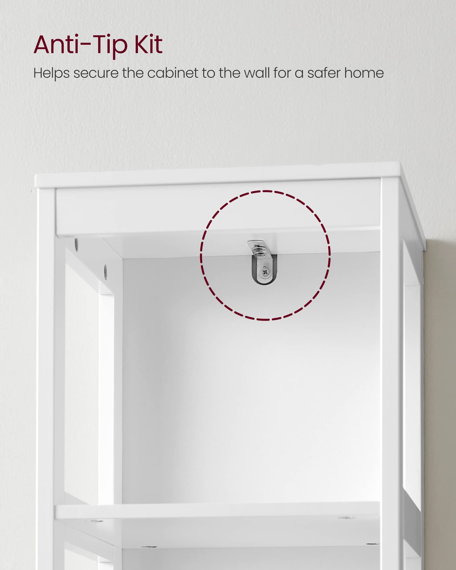 VASAGLE Bathroom Floor Cabinet - Freestanding Storage with 2 Drawers & 3 Open Shelves | White | 30x30x141.5 cm 8