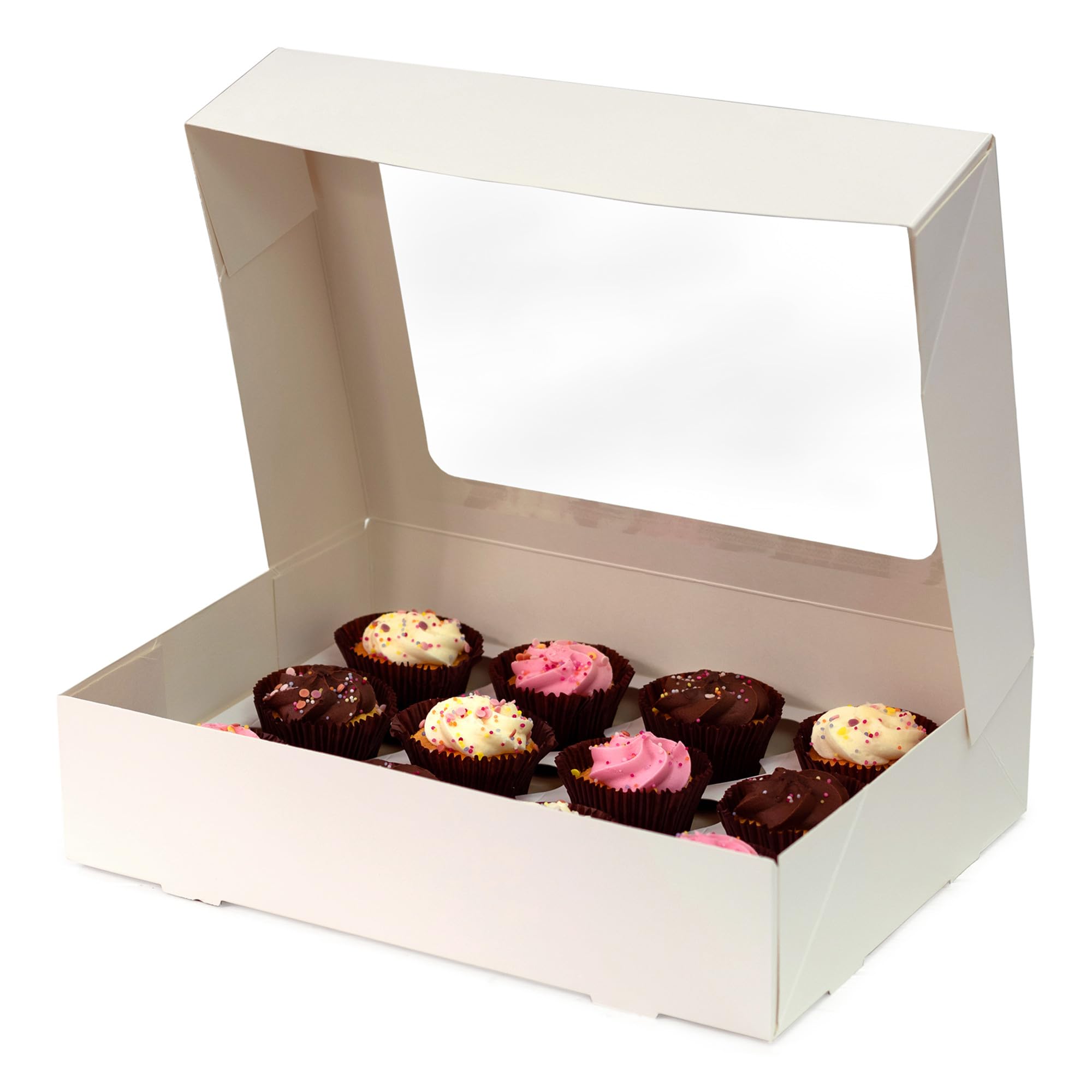 Culpitt 12 Hole Cupcake Boxes - 5 Pack White Card Carrier with Clear Window | Sturdy Design 4
