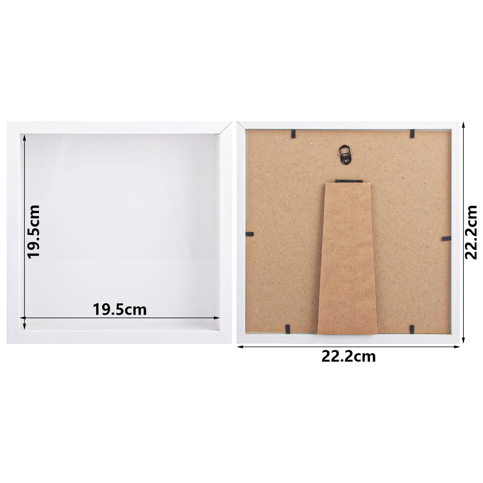 ASelected 3D Shadow Box Frame - 8x8 Inch Deep Display for Wall or Table | White MDF & Acrylic 2