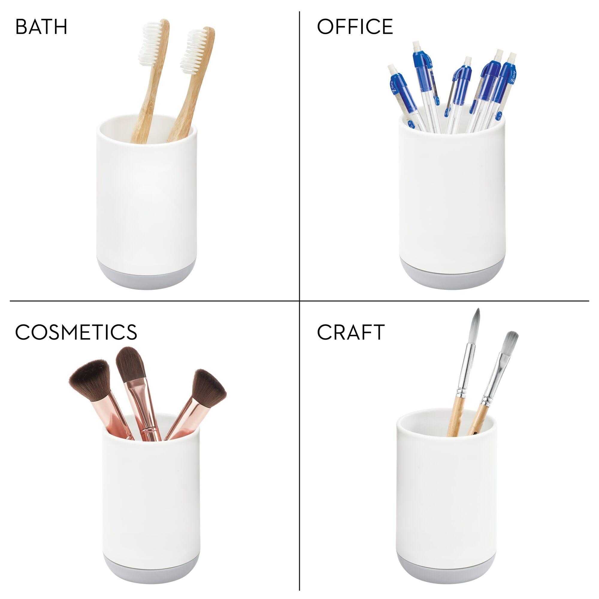 InterDesign Cade Toothbrush Holder - 3 Compartments, Plastic, White | 7.6 cm x 7.6 cm x 11.4 cm 3