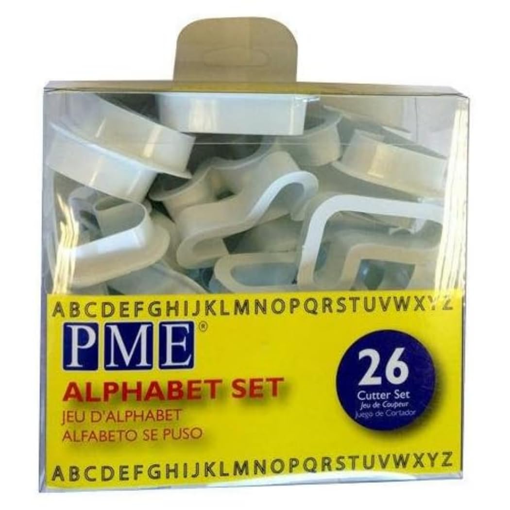 PME Alphabet Cookie Cutters Set of 26 for Sugarcraft and Cake Decorating | ABS Thermoplastic | White 1
