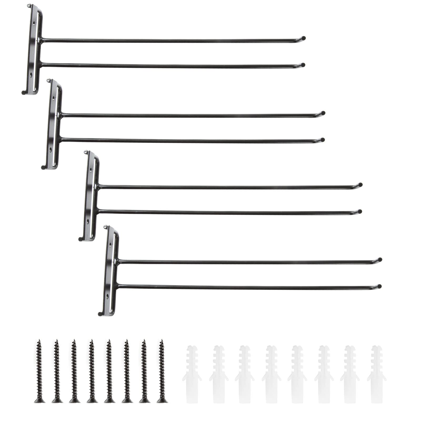ASelected 4-Piece Wall Mounted Stemware Rack - Black Carbon Steel | Holds 3-4 Glasses Per Rack 2