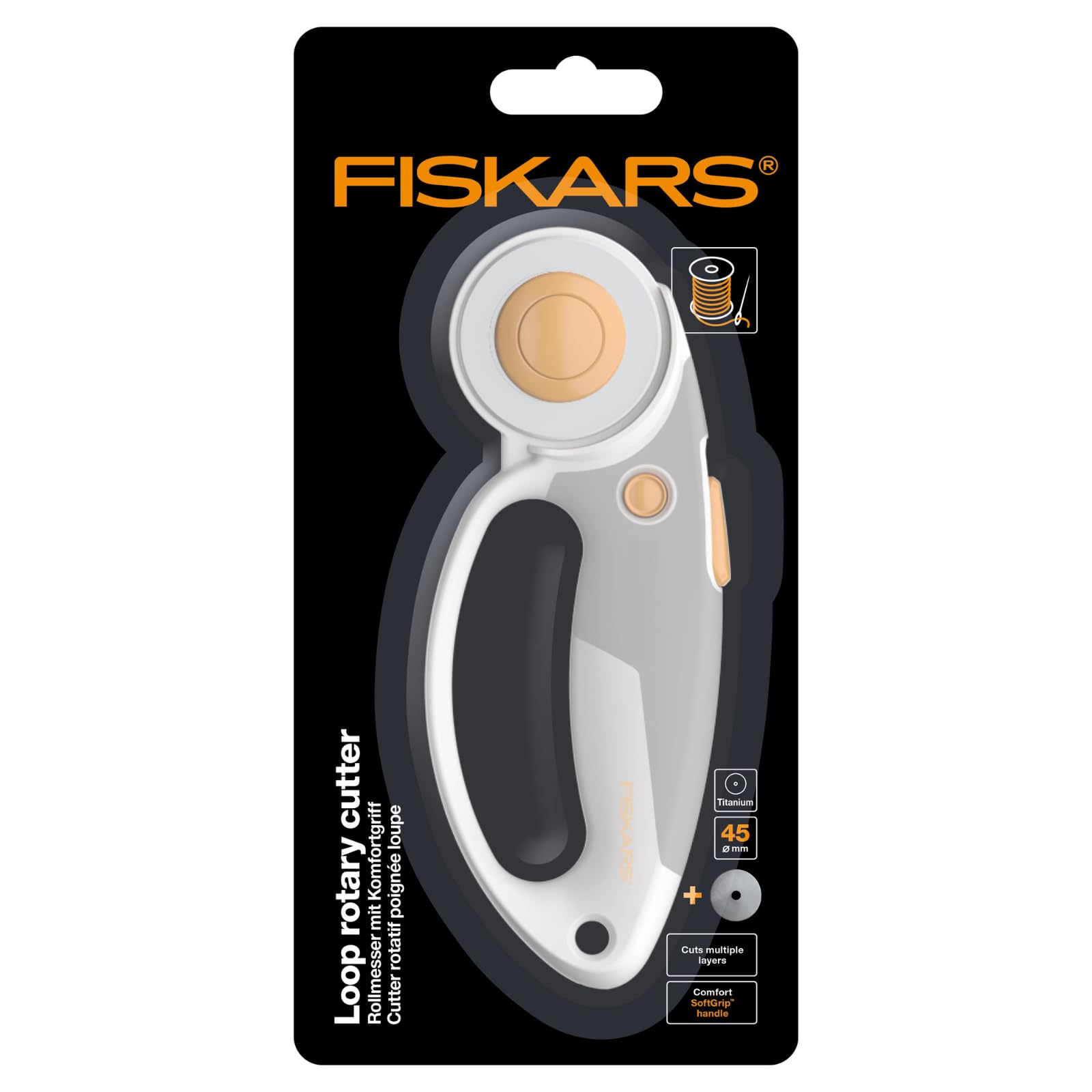 Fiskars Titanium Rotary Cutter - 45mm Blade | Loop Handle | Ambidextrous Use 1