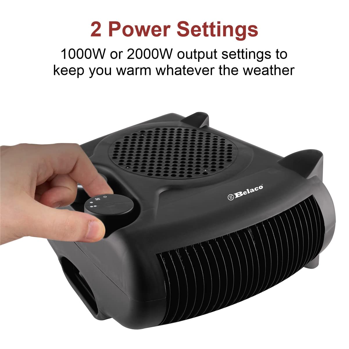 Belaco BFH22 Portable Electric Fan Heater - 1000W/2000W, 2 Heat Settings, Adjustable Thermostat | Black 4