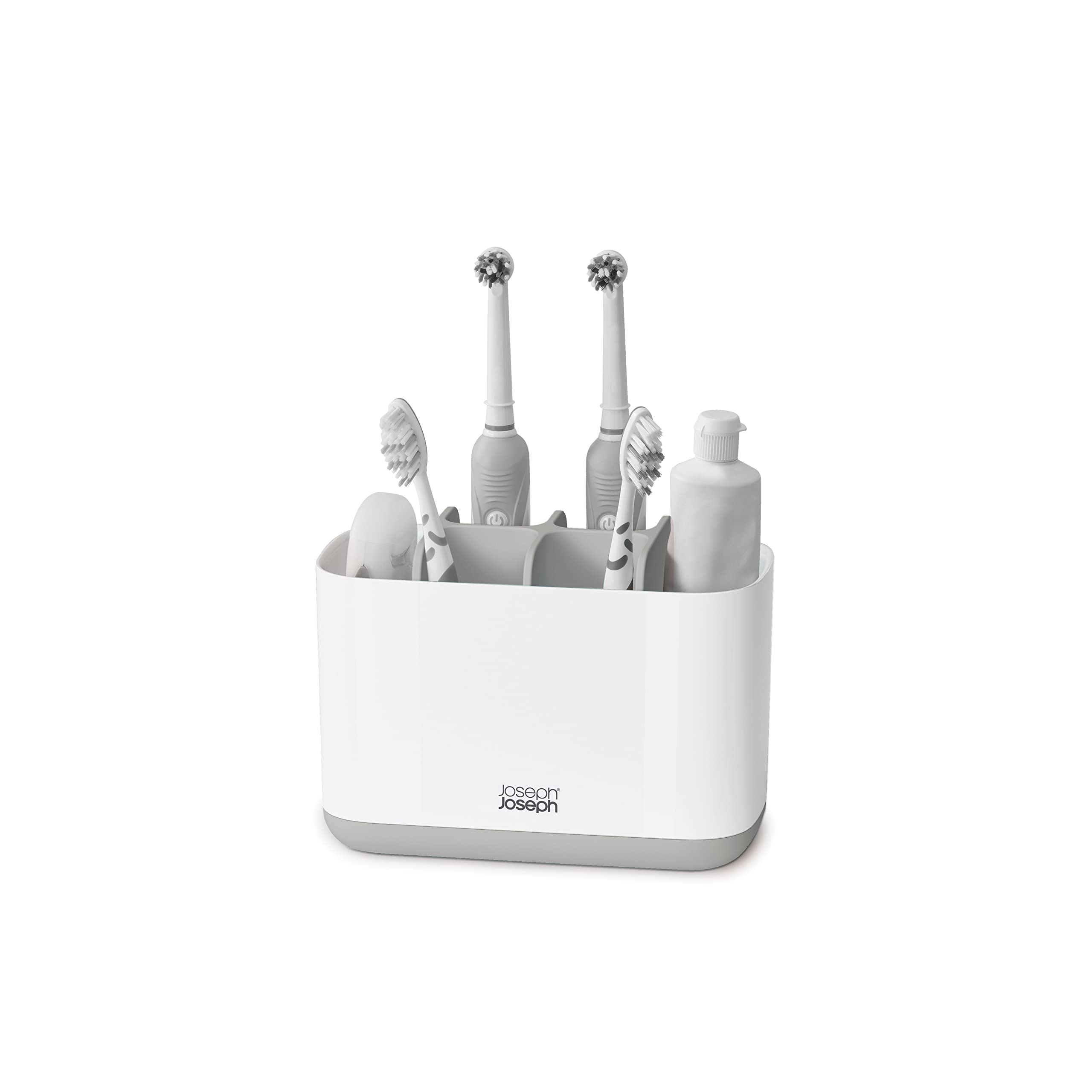 Joseph Joseph Easy-Store Large Toothbrush Holder Caddy - Versatile Bathroom Storage | Grey/White 1