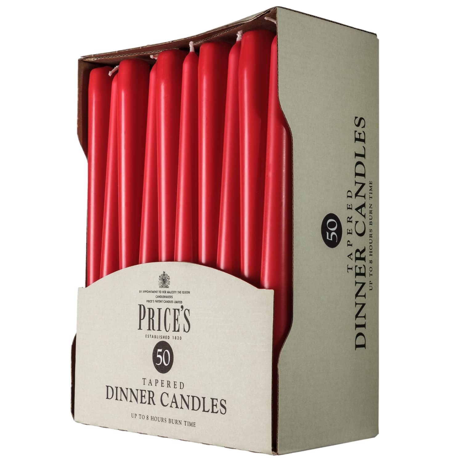Price's Candles Tapered Dinner Candles - Red Unscented Wax | 50 Pack | 7 Hr Burn 2