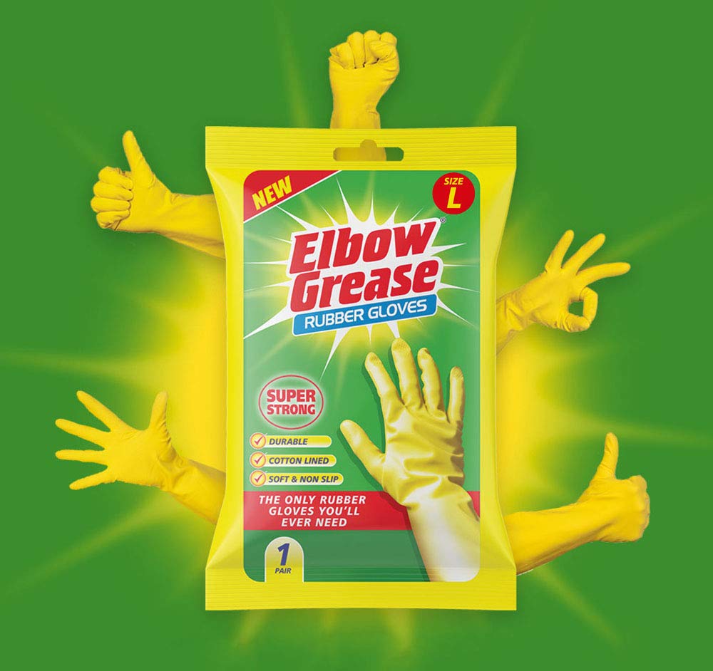 Elbow Grease Rubber Gloves - Super Strong Nitrile Blend | Cotton Lined, Non-Slip Grip | Size L (Pack of 1) 5