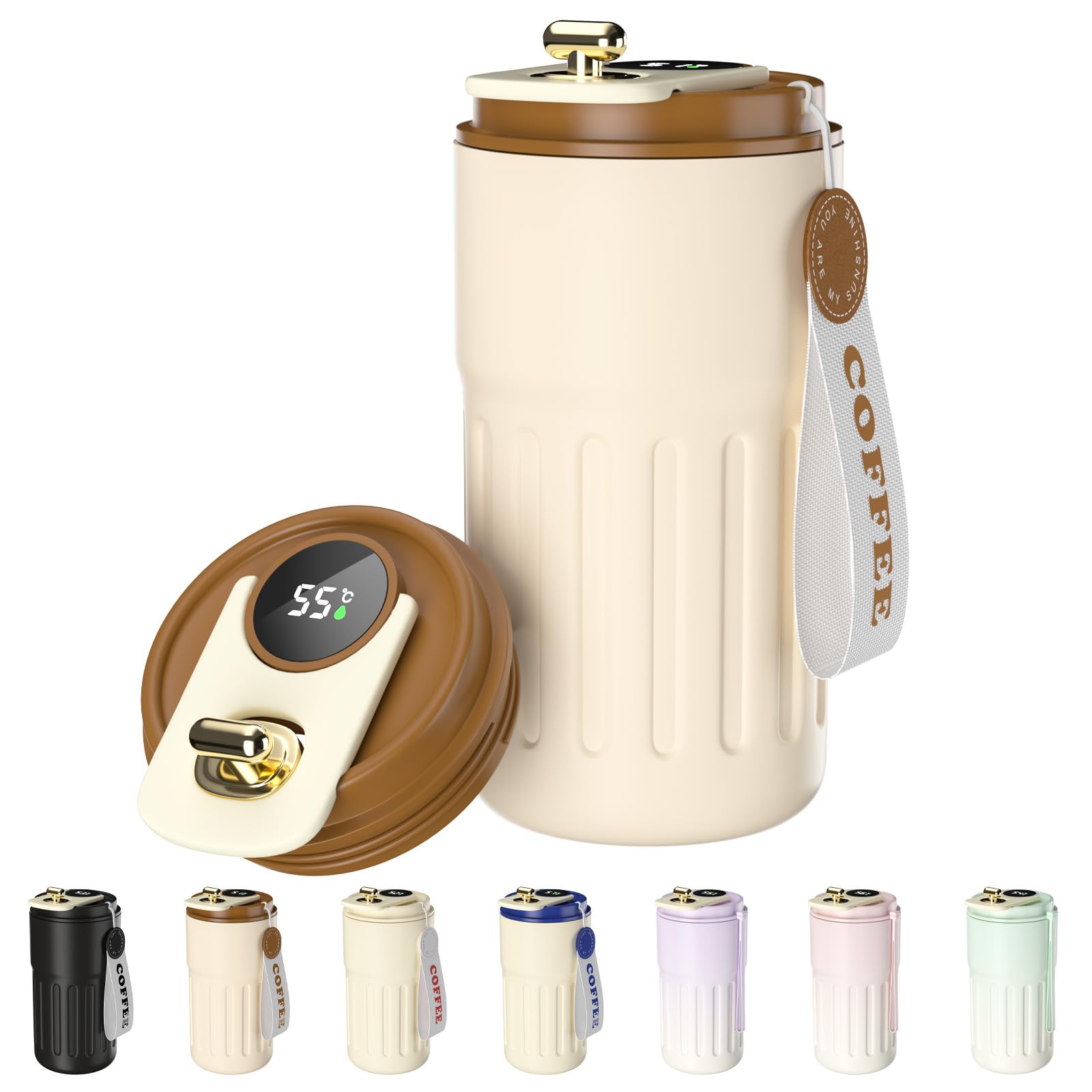 Homealexa Insulated Travel Mug with Temperature Display | 316/304 Stainless Steel | 410 ml