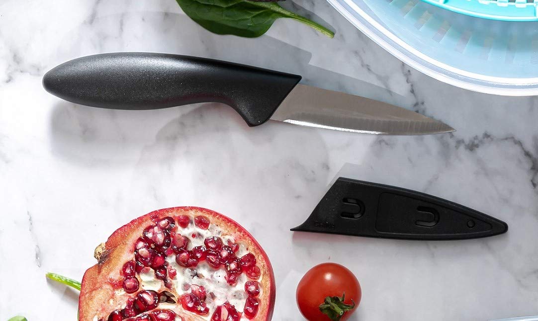 Chef Aid Stainless Steel Utility Knife with Safety Cover | Black | Medium Size 5