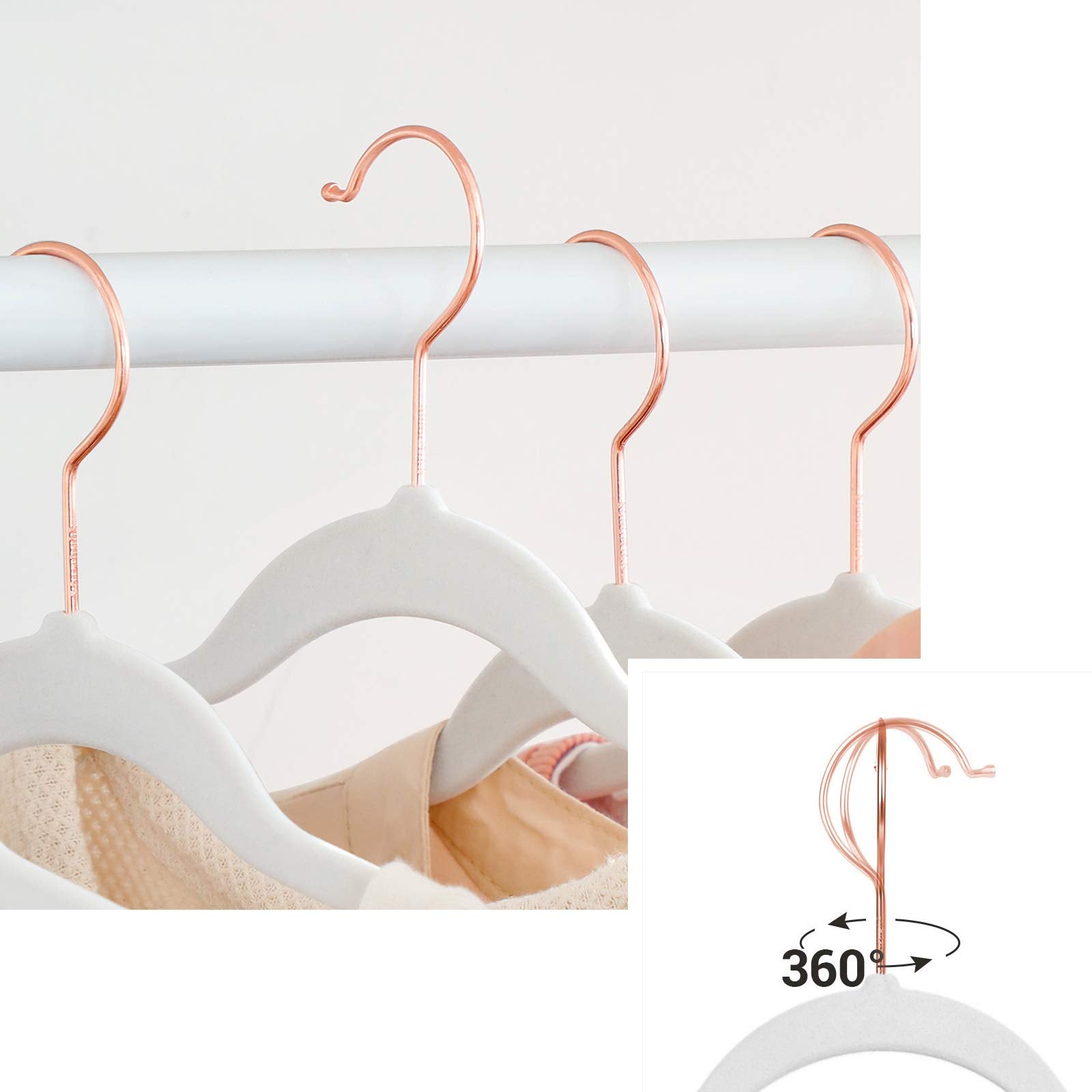 SONGMICS Set of 50 Velvet Hangers, 41.5 cm Wide, Space-Saving, High Load Ca 3