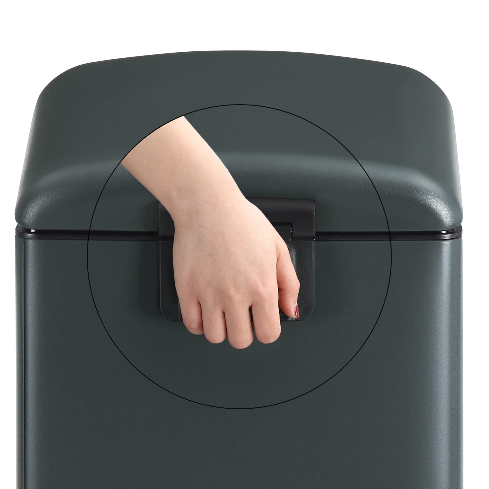 SONGMICS Kitchen Bin - 8 Gallon (30L) Steel Pedal Bin with Soft Close Lid | Greenish-Grey 8