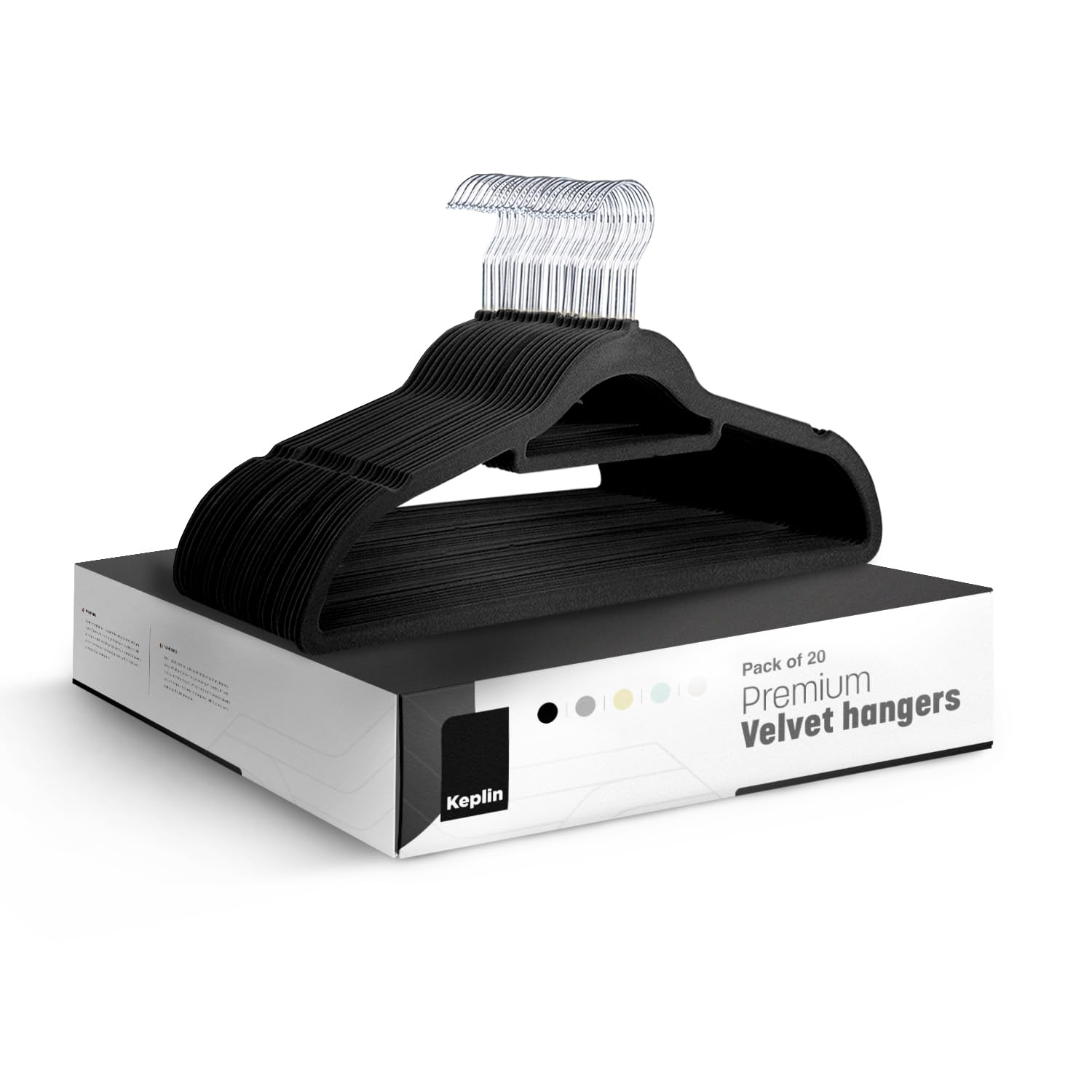 KEPLIN Velvet Hangers - 20 Pack Non-Slip Clothes Hangers with Tie Bar | 4.5kg Capacity