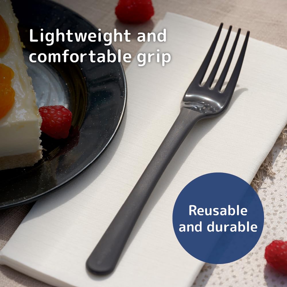 ABENA Gastro Reusable Plastic Forks - 18cm, Charcoal Grey | Pack of 50 3
