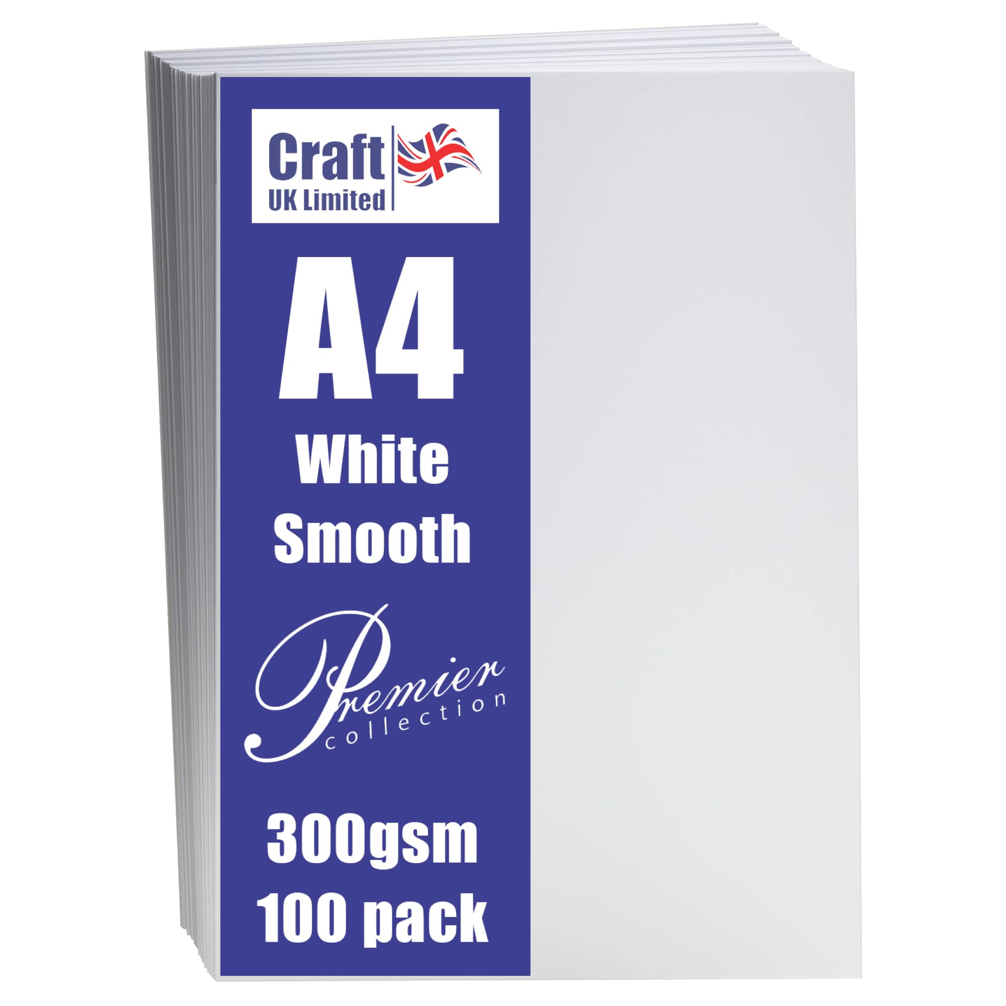 Craft UK A4 Smooth Card Stock - 300gsm, 100 Sheets, White | Made in Great Britain 1