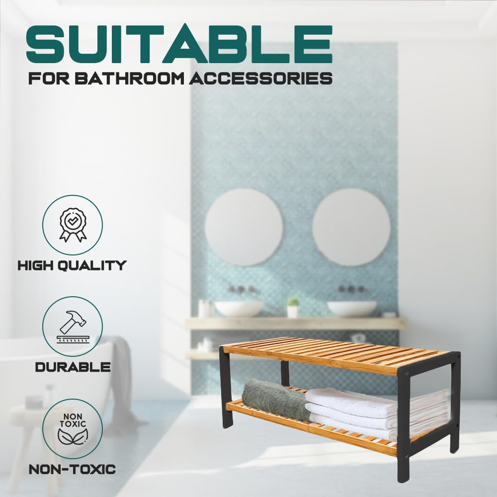 1ABOVE Bamboo Shoe Rack - 2 Tier, Compact Storage | 67cm Wide | Natural Finish 7