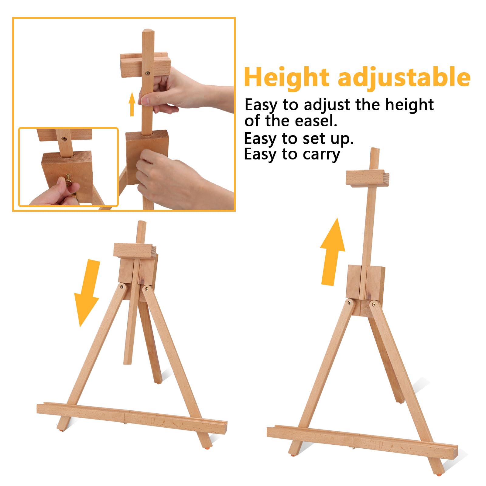 ASelected Wooden Tabletop Easel - 45cm Adjustable Height | Beech Wood | Foldable Design 3