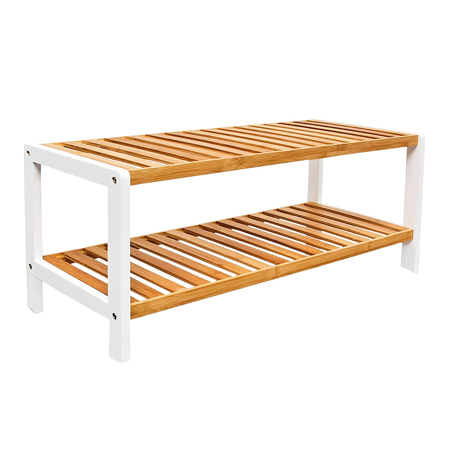 1ABOVE Bamboo Shoe Rack - 2 Tier Slim Storage | 67cm Wide | 15kg Max Load per Shelf