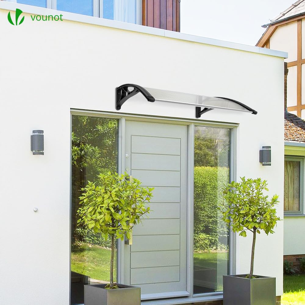 VOUNOT Door Canopy Awning - 120 x 80 cm Polycarbonate & Aluminum Shelter | Rust-Free 2