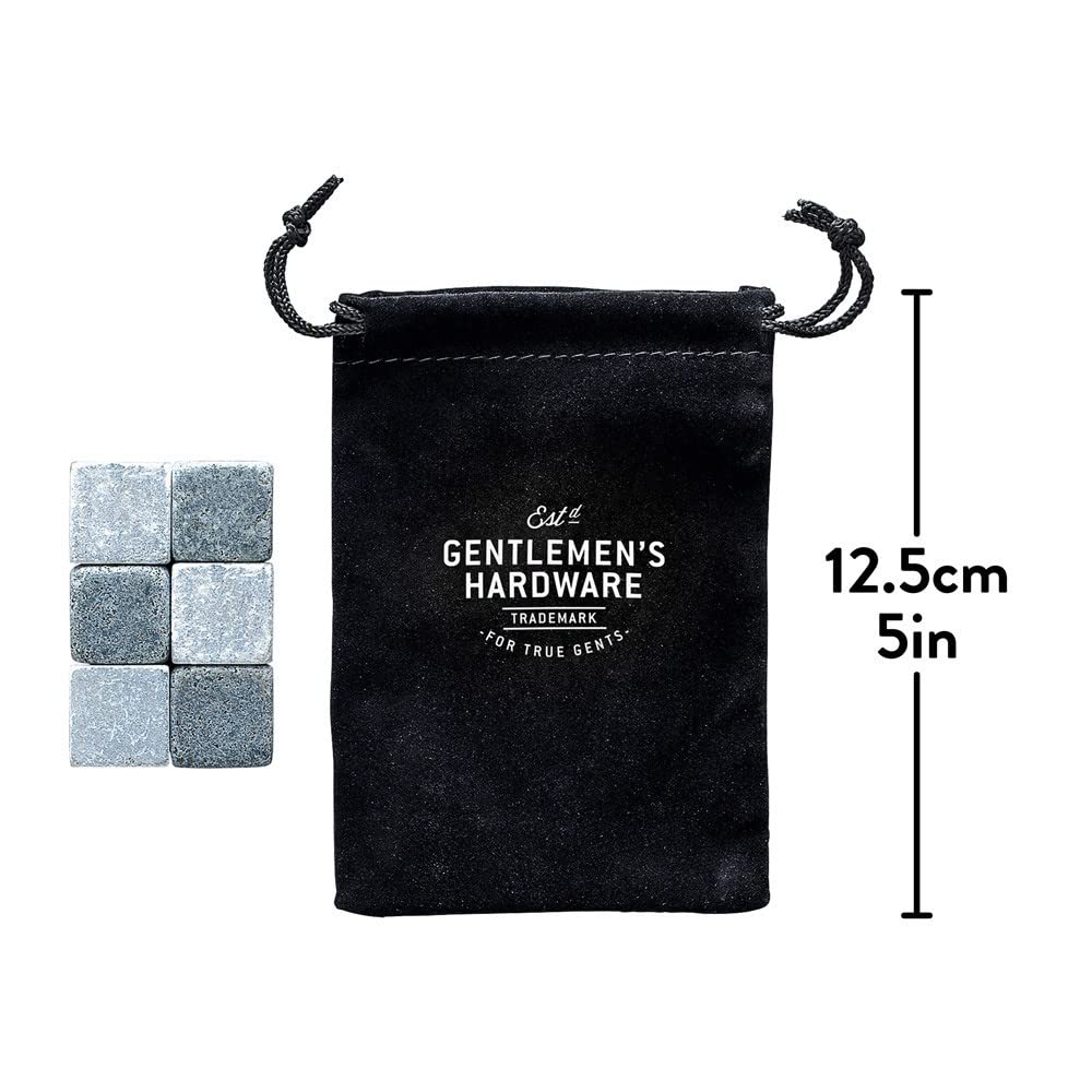 Gentlemen's Hardware Whisky Stones Gift Set | 6 Granite & Soapstone Chillers | Reusable 3