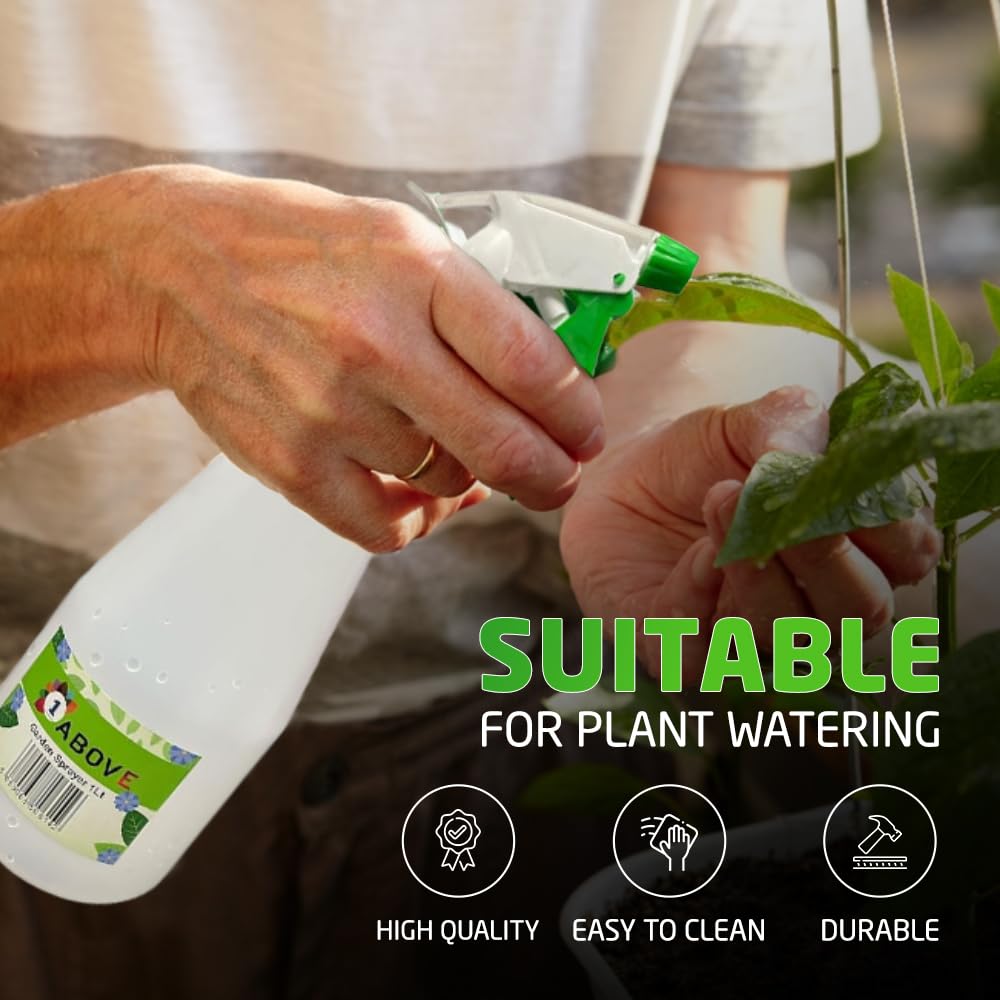 1ABOVE 1 Litre Plastic Spray Bottle - Adjustable Mist to Stream | Leak-Proof 5