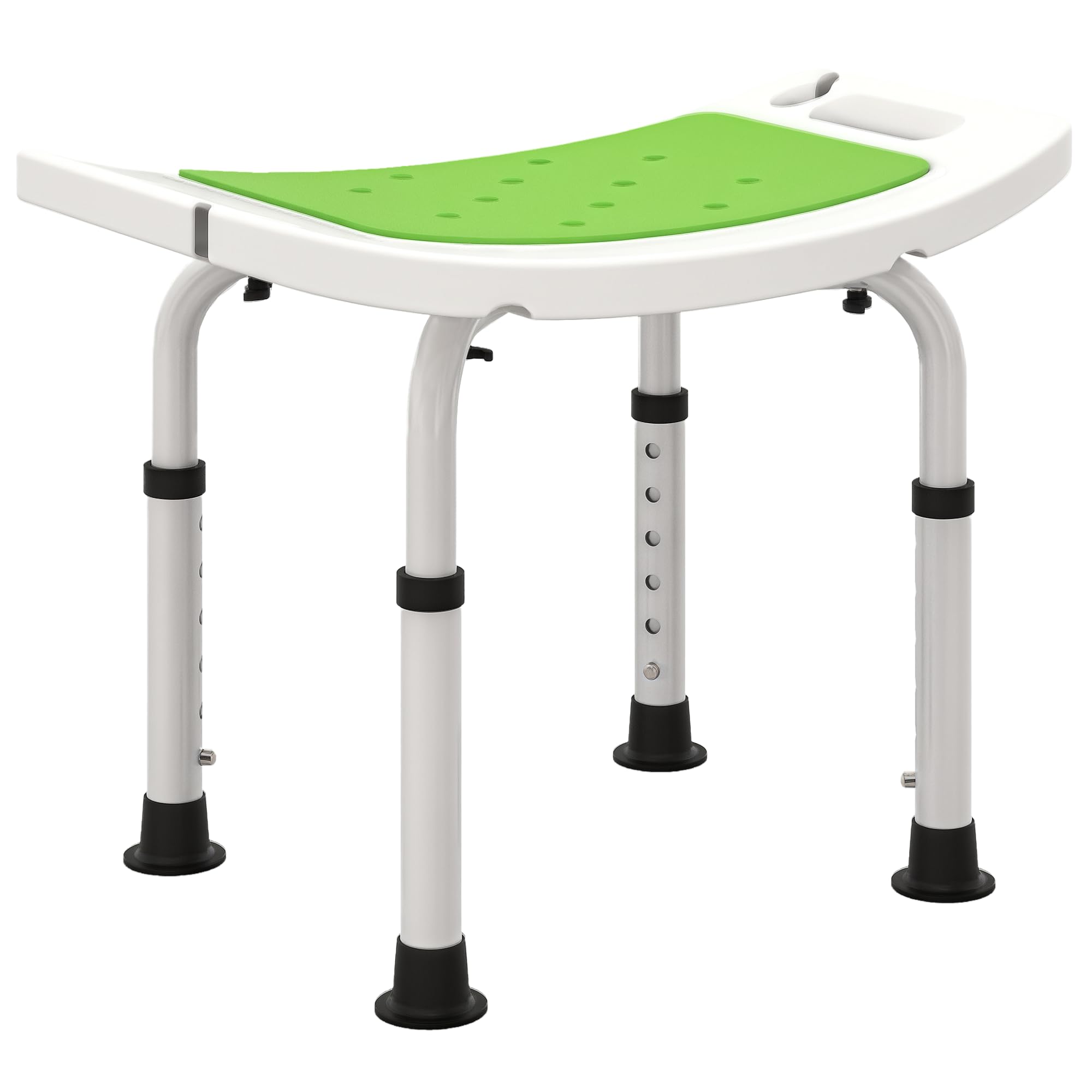 HOMCOM Shower Chair - Adjustable Height (39-52cm) | Aluminium Frame | Max Load 135kg | Green 1