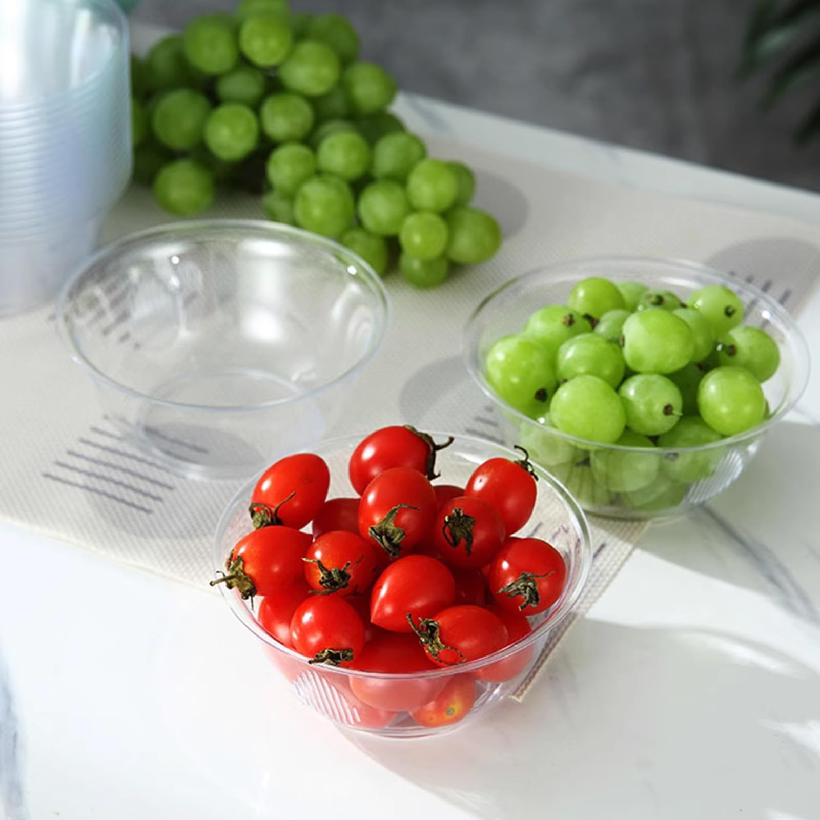 ASelected 50 Pcs Dessert Bowls - 190Ml Clear Hard Plastic | Stackable & Reusable 5