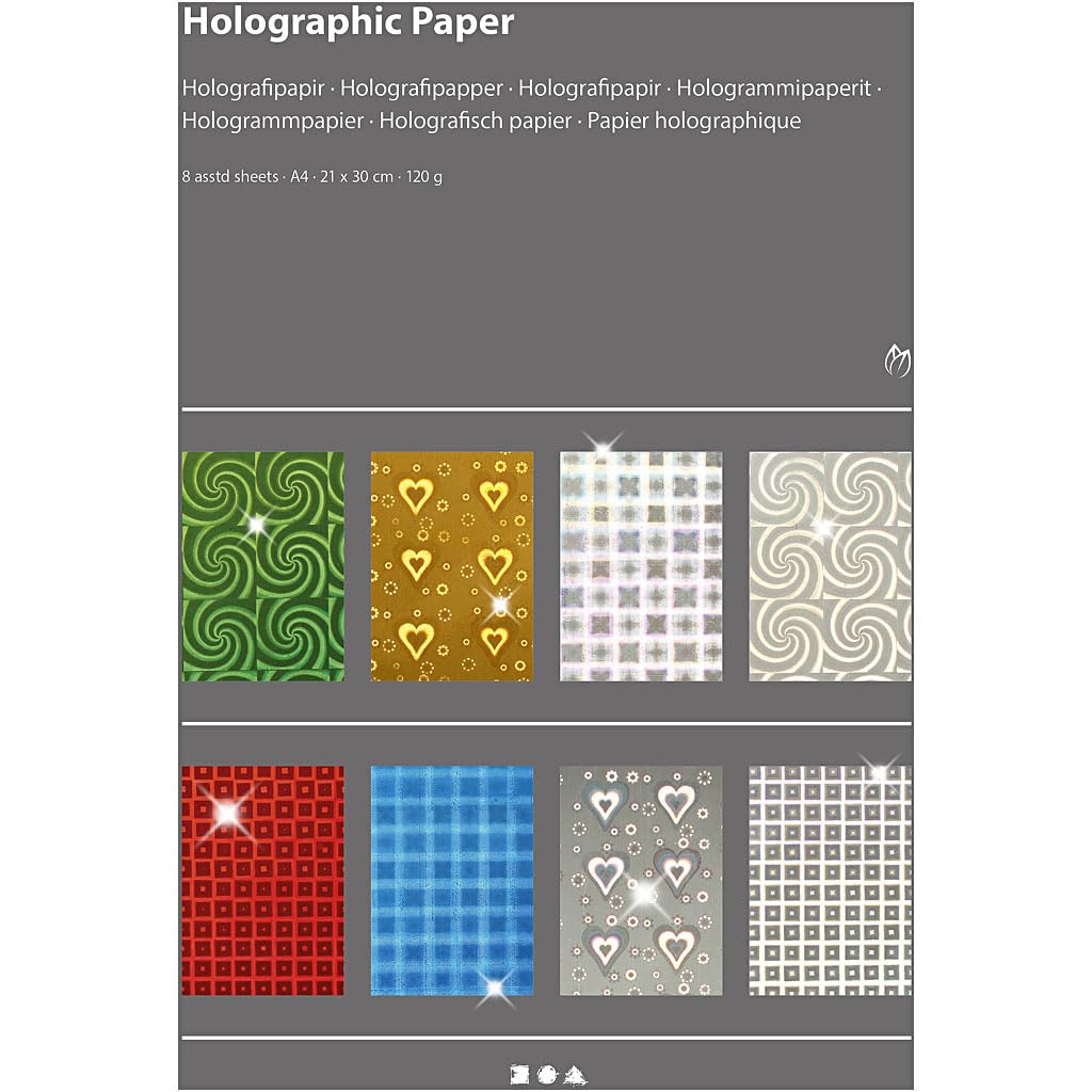 Creativ Holographic Decorative Paper - A4, 120 gsm, 8 Assorted Sheets | Gloss Finish 2