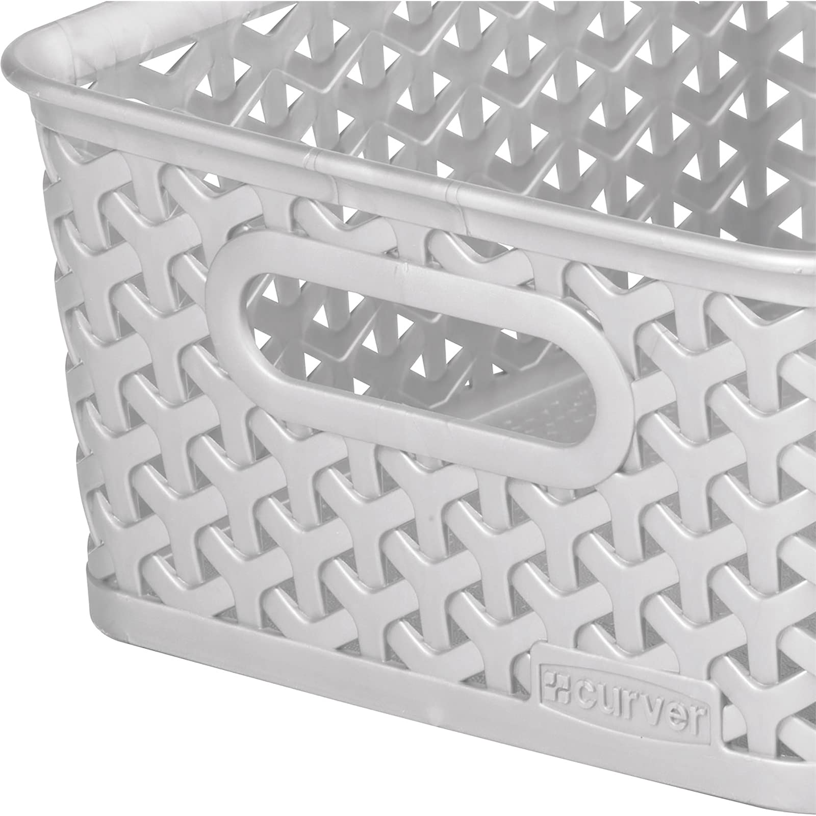 CURVER My Style Rattan Effect Shelf Basket Set - 4 Pack, 4L Capacity, Grey | W25 x D20 x H10 cm 2