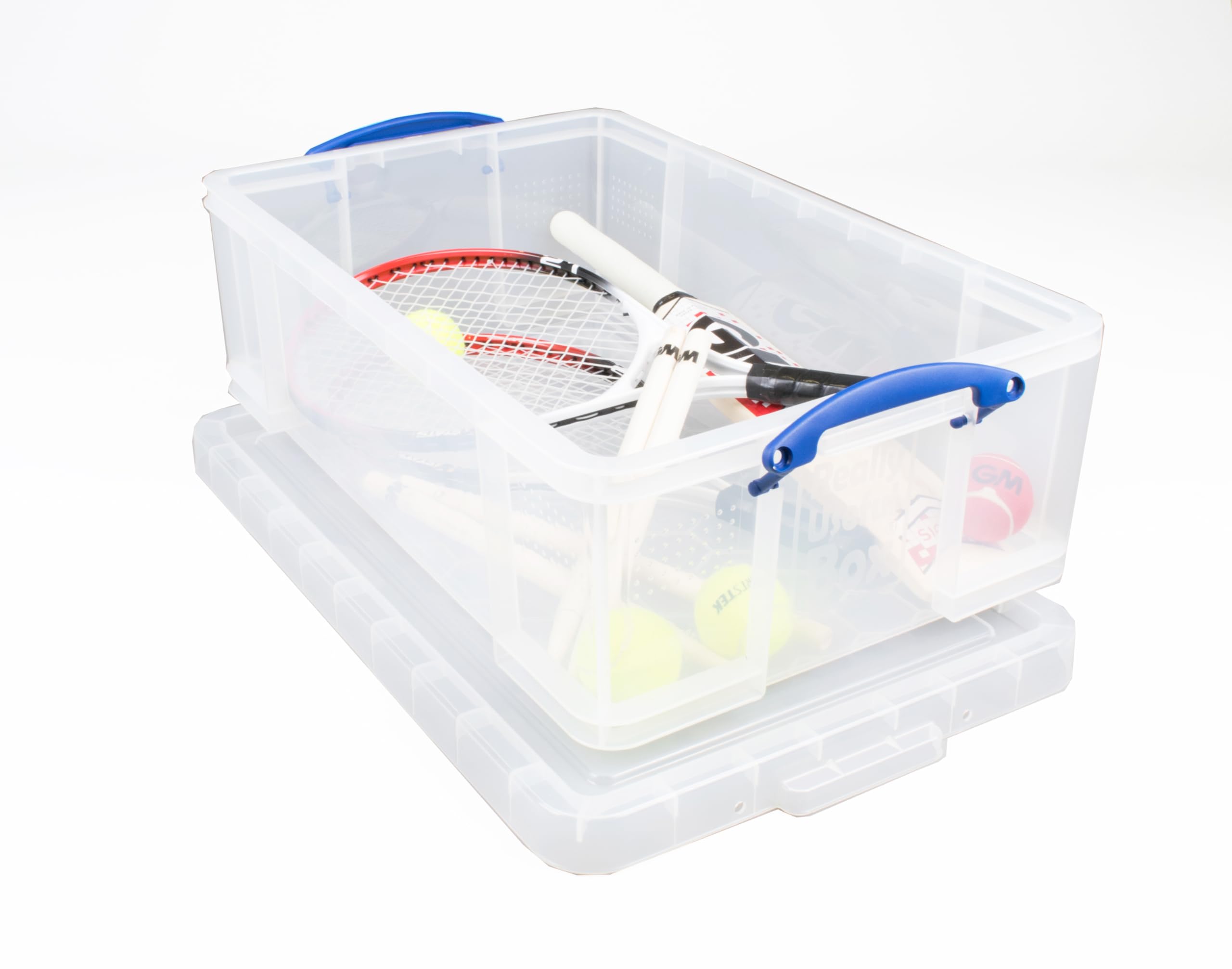 Really Useful Box Plastic Storage Box - 50L Capacity, Clear, Stackable (Pack of 2) 7