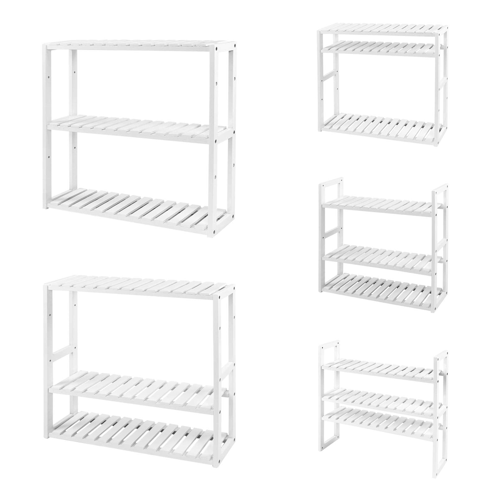 SONGMICS BCB13W Bamboo Shelf - 3 Tier, Height Adjustable | 60 x 15 x 54 cm | Bianco 6