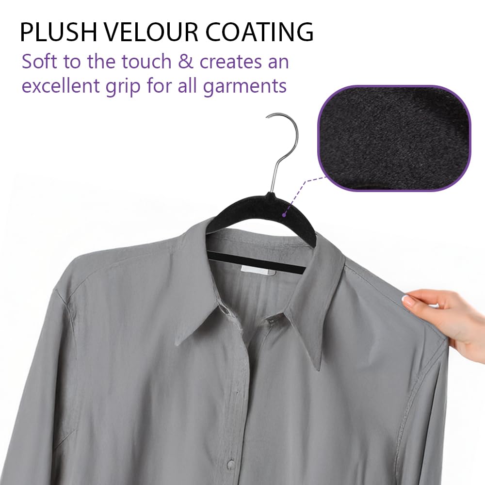 ANSIO Velvet Hangers - 10 Pack Non-Slip Ultra Thin Clothes Hangers with Tie Bar | Supports 5kg 6