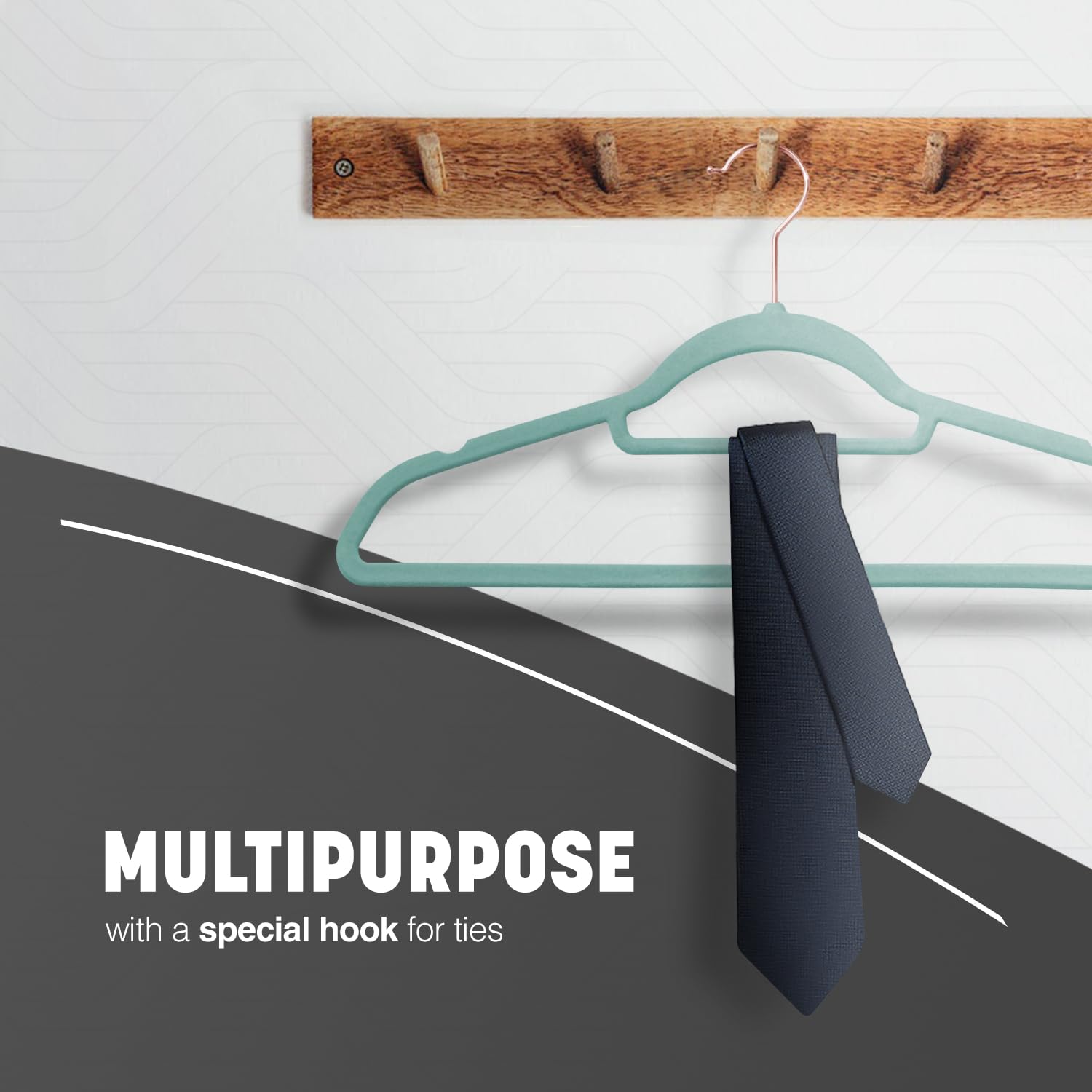 KEPLIN Velvet Non-Slip Hangers - 20 Pack with Tie Bar & 360° Swivel Hooks | Mint Green 6