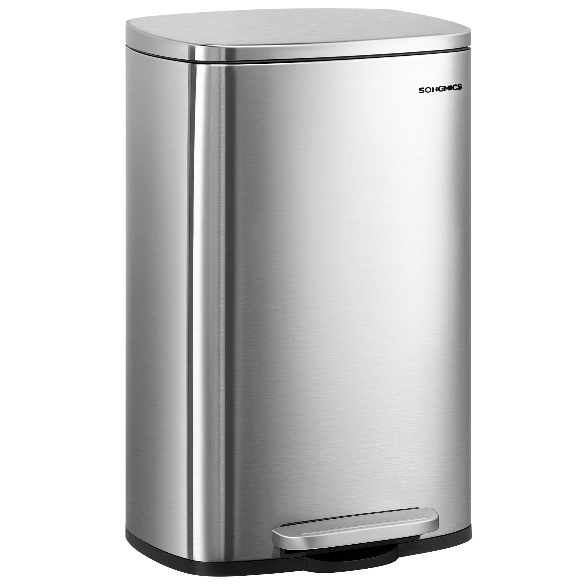 SONGMICS Kitchen Bin 50 L Pedal Rubbish Bin | Soft Close | Steel | Silver LTB050E01 1