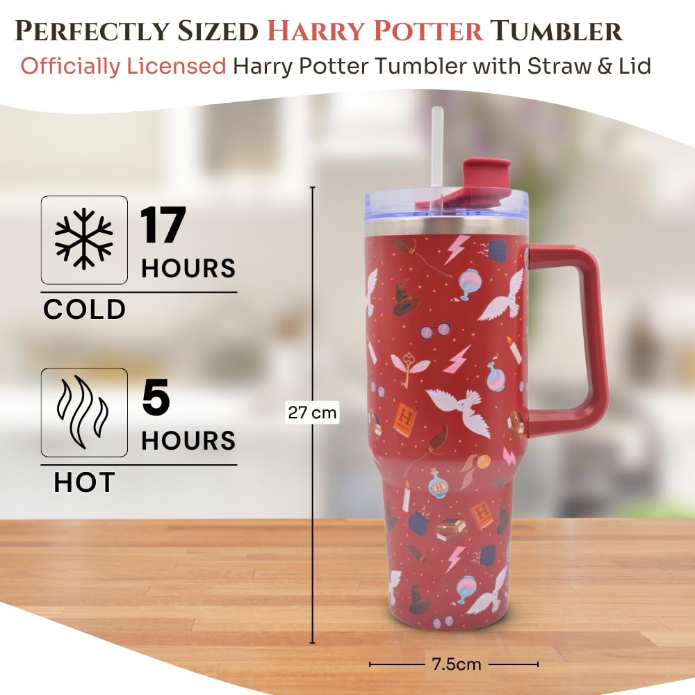 HOX Harry Potter Insulated Stainless Steel Tumbler - 1200ml | Vacuum Insulated | Red