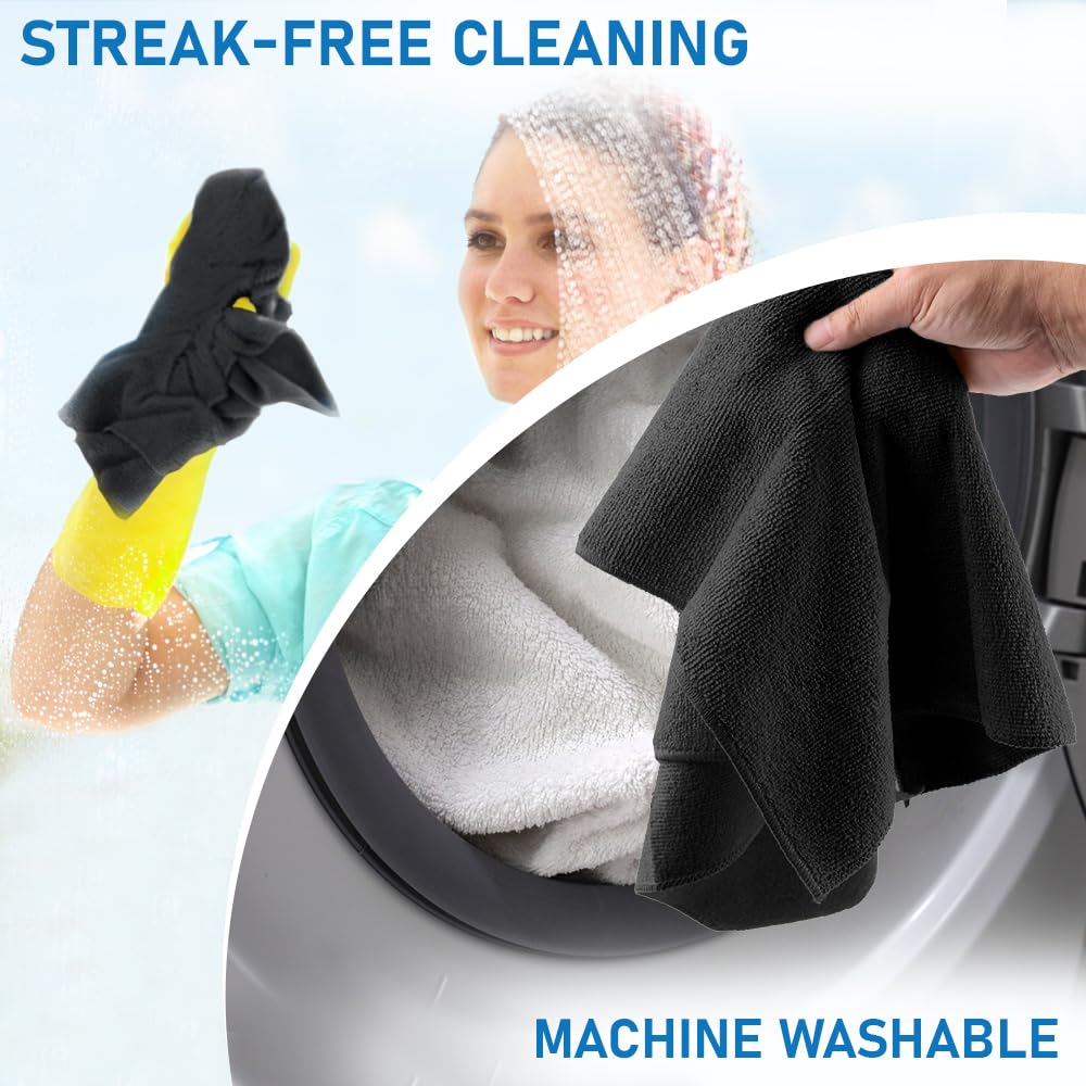 FABRIO Microfiber Cleaning Cloths - 8 Pack, 30x30cm, Ultra-Absorbent, Lint-Free for Kitchen & Car 8