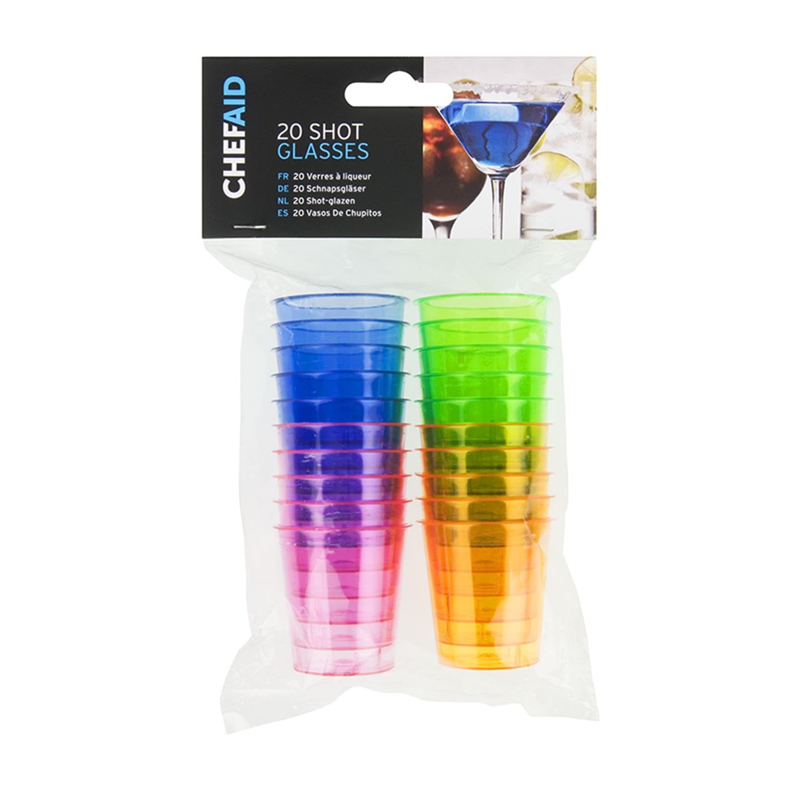 Chef Aid Plastic Shot Glasses - Pack of 20 | Multi-Colour | Break Resistant | 4cm Diameter 1
