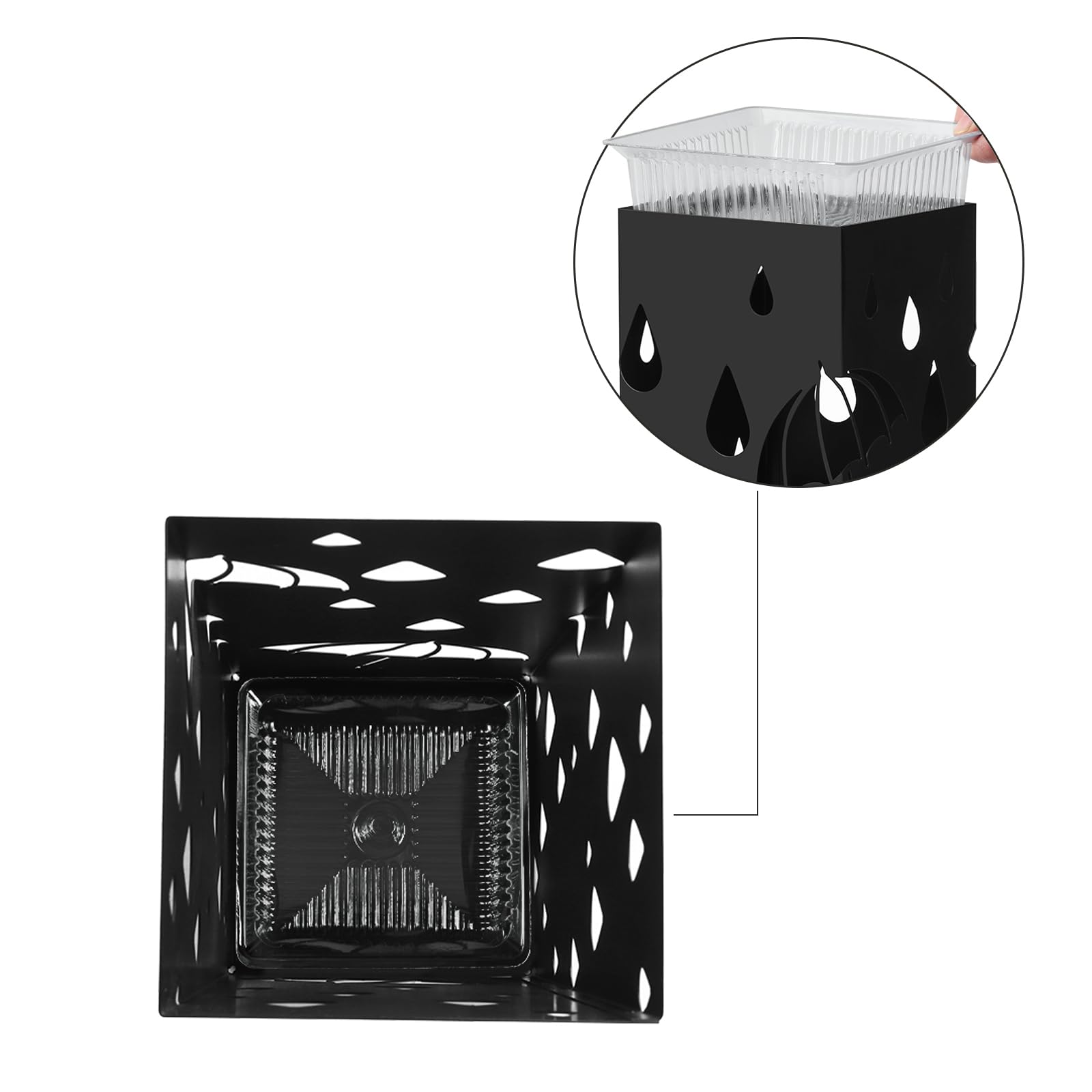 SONGMICS Metal Umbrella Stand - Square Design with Drip Tray | Black | 15.5 x 15.5 x 49 cm 6