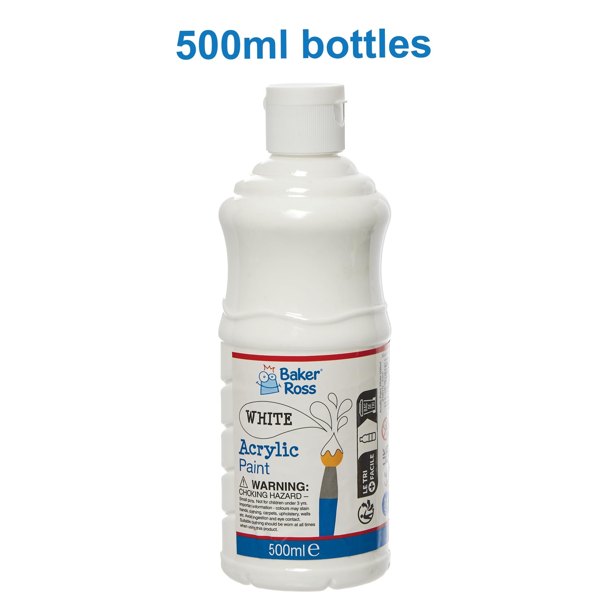 Baker Ross FN511 White Acrylic Paint 500ml - Waterproof & Gloss Finish | Wood, Card, Canvas 3