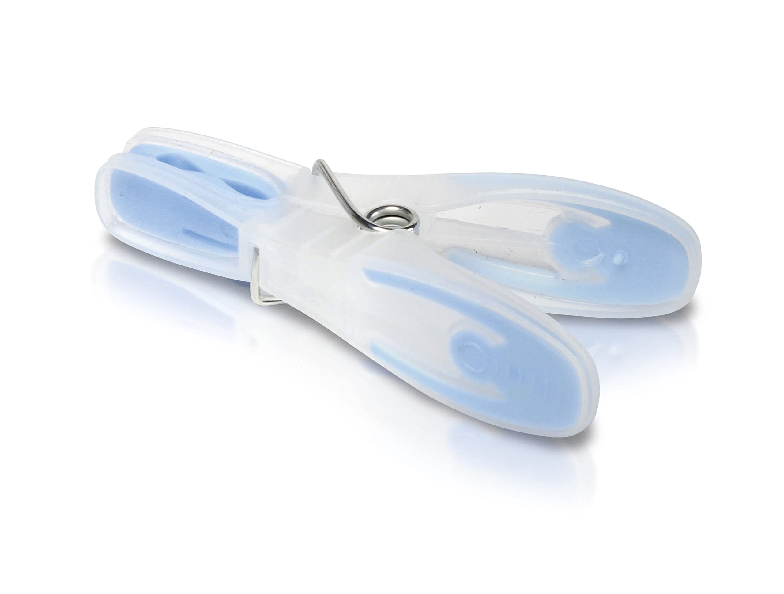 Addis Large Plastic Laundry Pegs - Soft Clip Design | Pack of 20 | Clear Blue