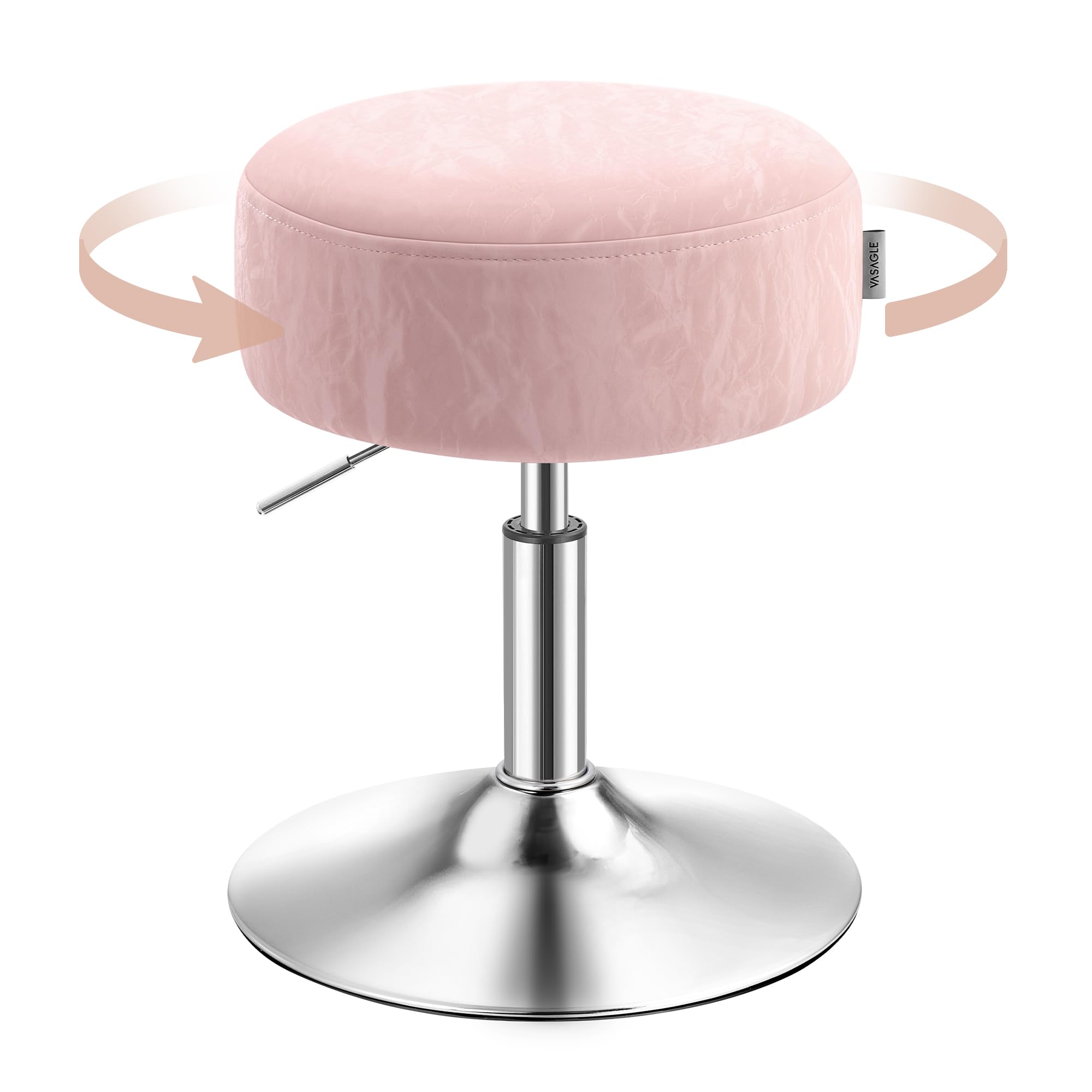 VASAGLE Height Adjustable Makeup Vanity Stool | Jelly Pink PU Leather | 45.5-57.5 cm Height Range