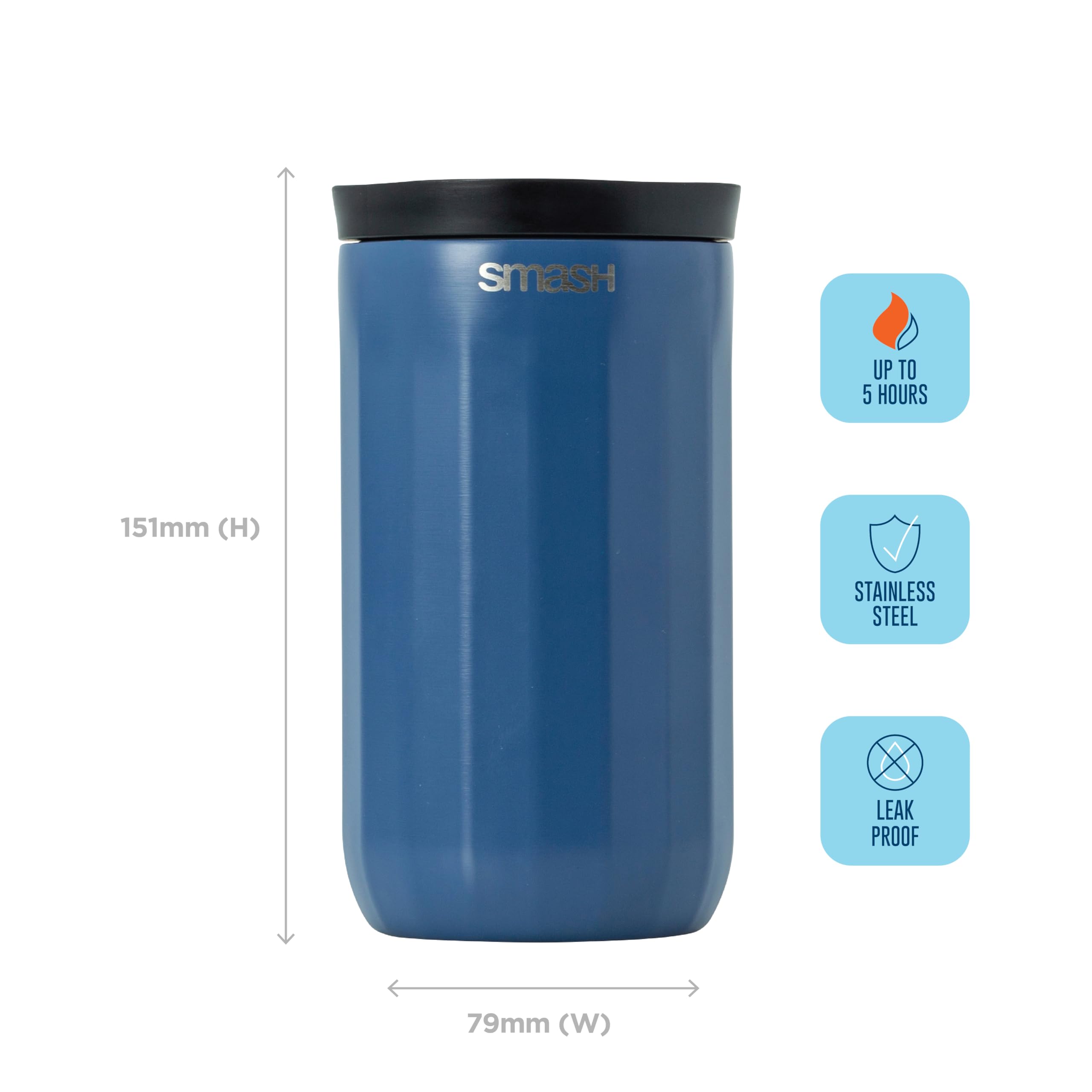 Smash Linear Stainless Steel Twist & Lock Travel Coffee Mug - 355ml Blue 3