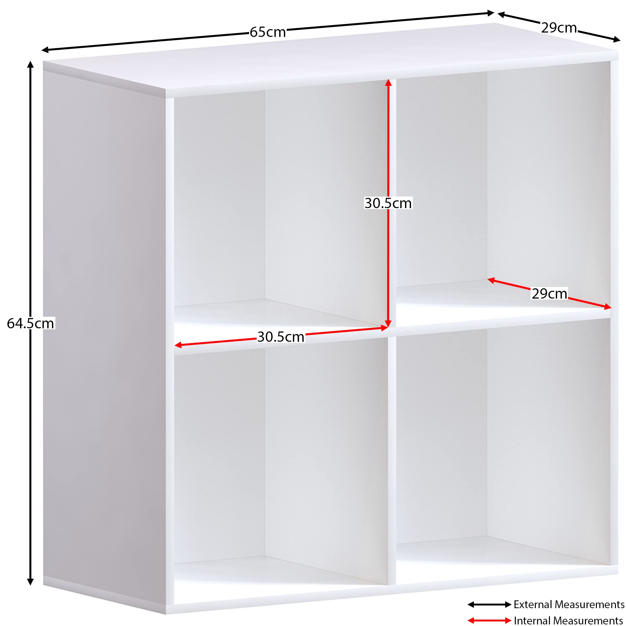 Vida Designs Durham 4 Cube Bookcase Storage Organiser | White | MDF & Chipboard