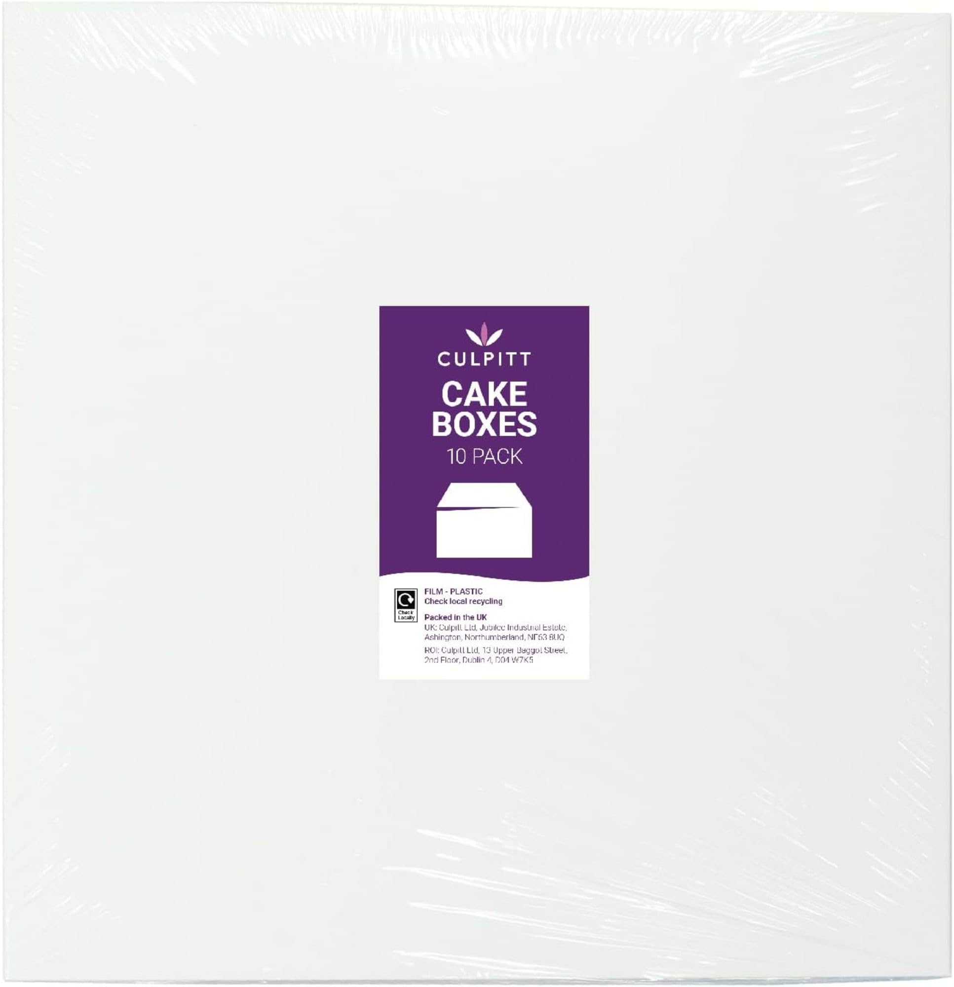 Culpitt 8' Square Cake Boxes with Lid - 10 Pack | Rigid Transport & Protection 6