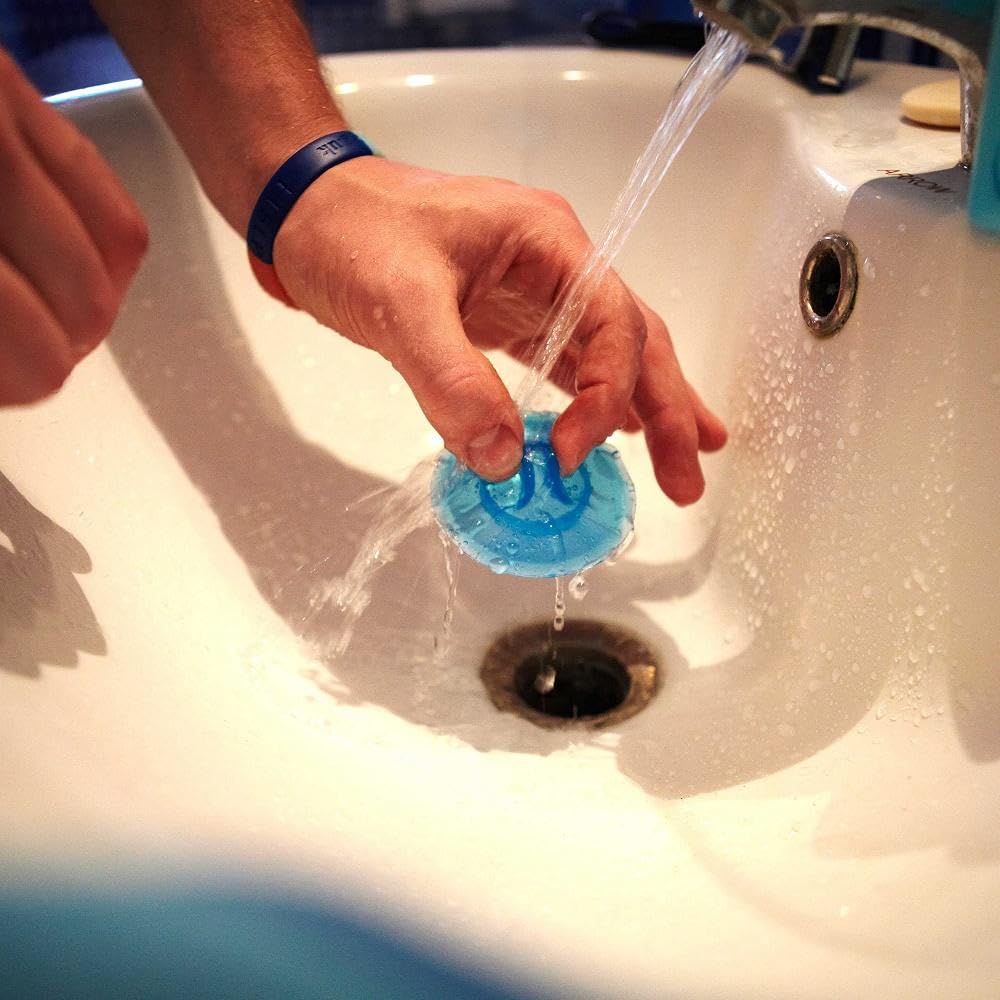 Lifeventure Silicone Travel Bath & Sink Plug - Blue, Compact 64x64x10mm | Fits Most Drains 3